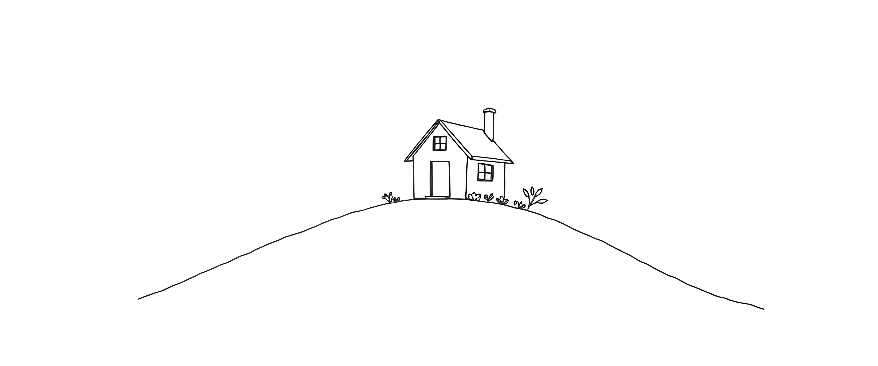 Minimalist House on Hill Line Art - Free Download - AI Scribbles