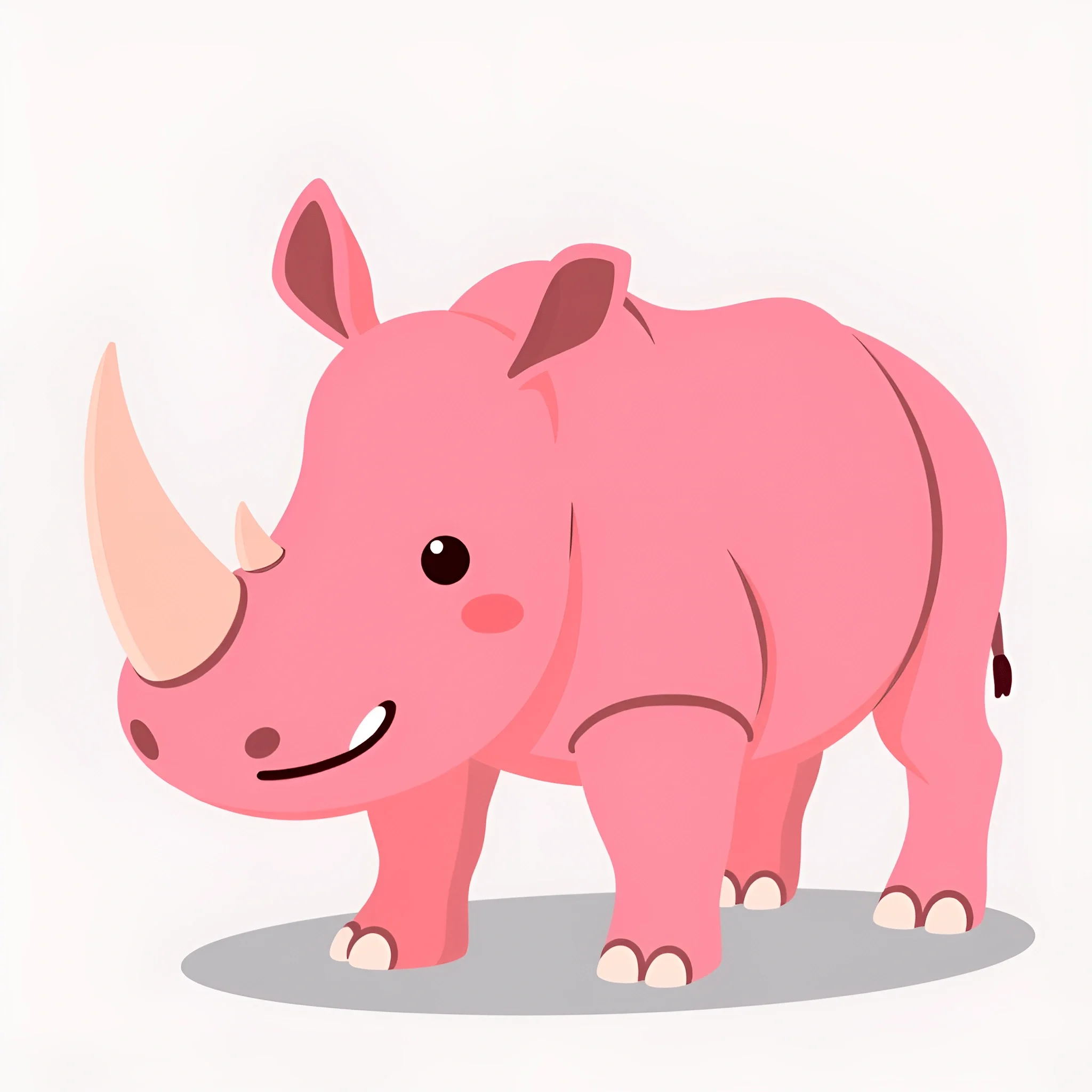 Cartoon Pink Rhinoceros Illustration - Free Download - AI Scribbles