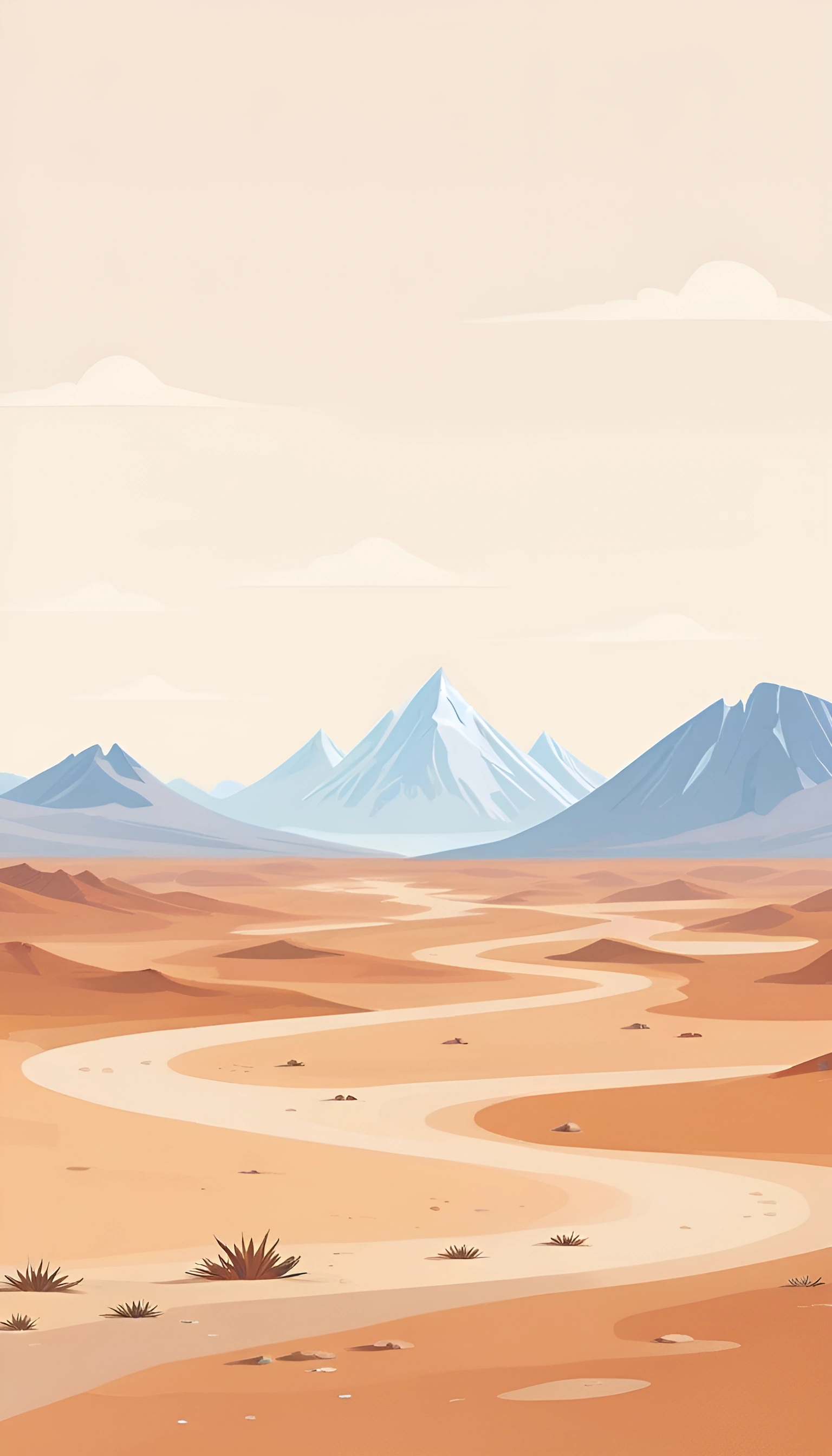 Sandy Desert Path Leading to Snow-Capped Mountains - Free Download - AI ...