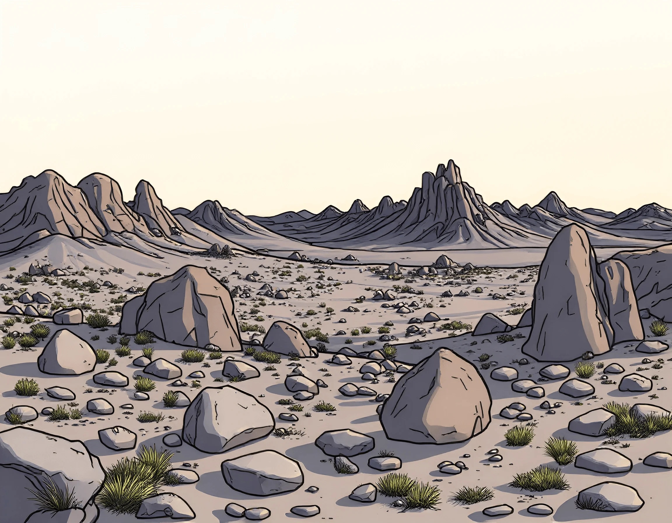 Desert Landscape With Rocky Terrain - Free Download - AI Scribbles