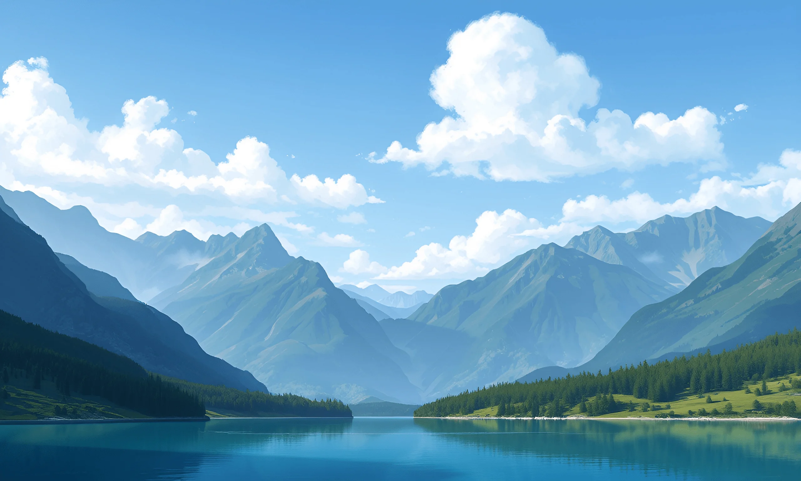 Mountain Lake Panorama With Clear Sky - Free Download - AI Scribbles