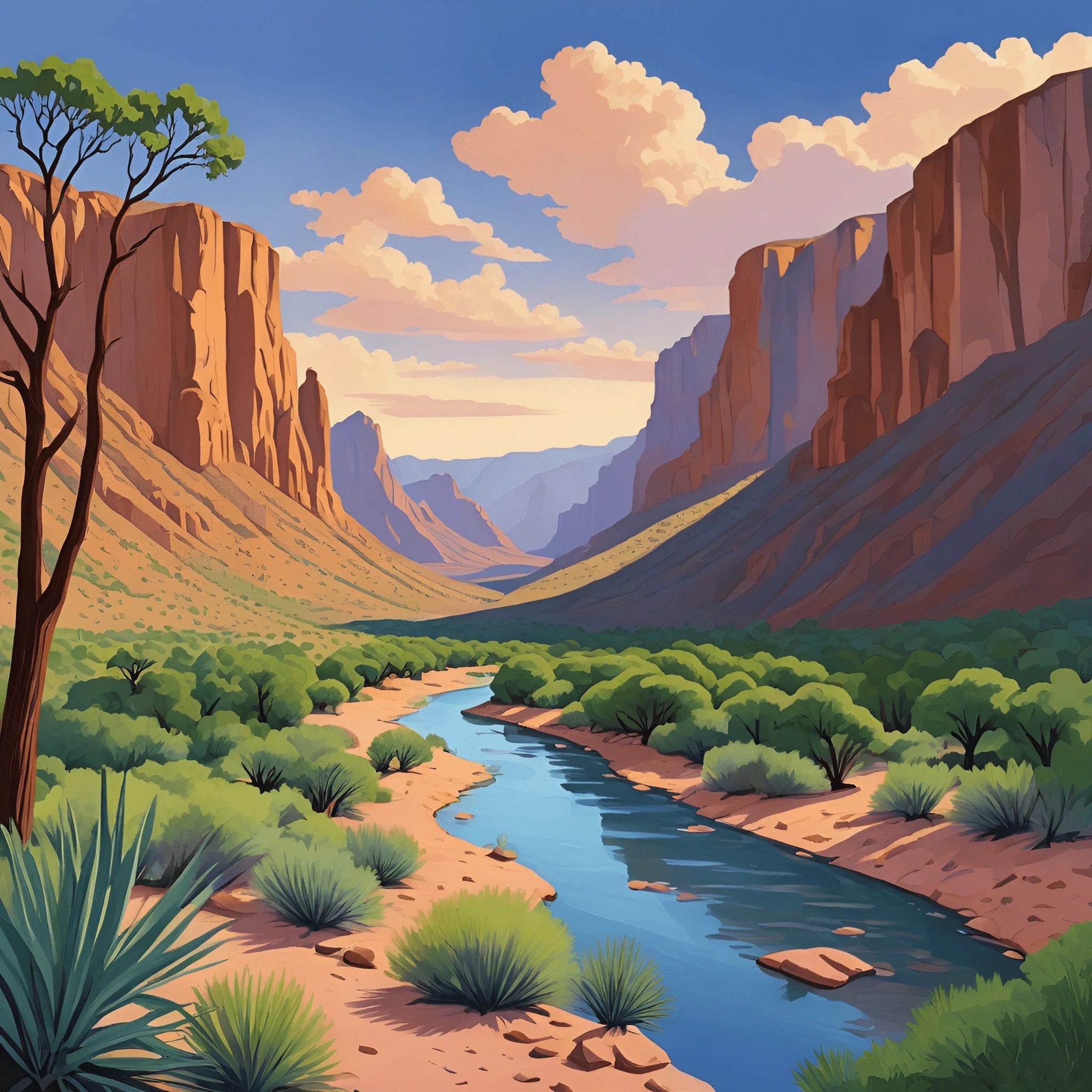Desert Canyon Landscape with a River - Free Download - AI Scribbles