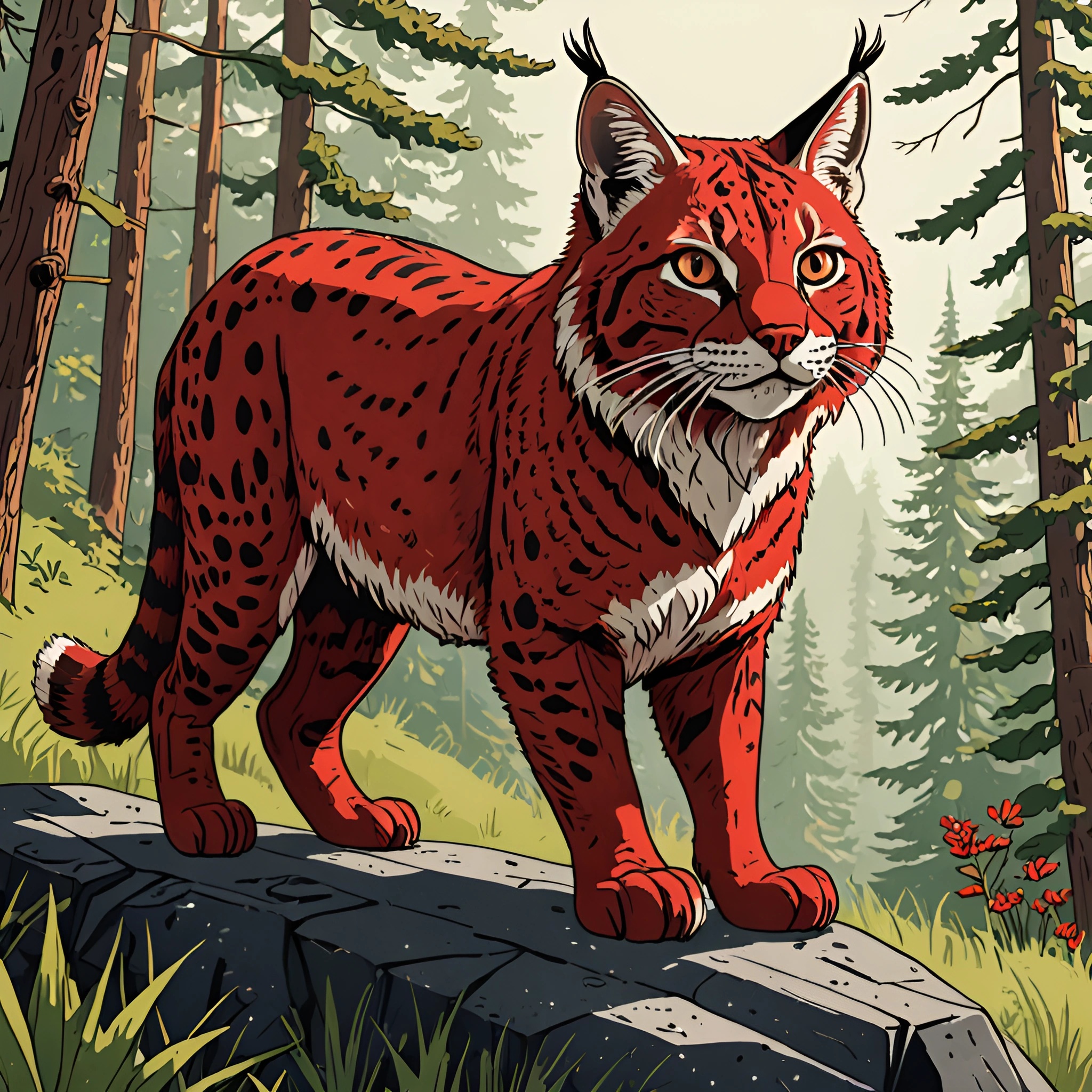 Vibrant Lynx in a Serene Forest - Free Download - AI Scribbles