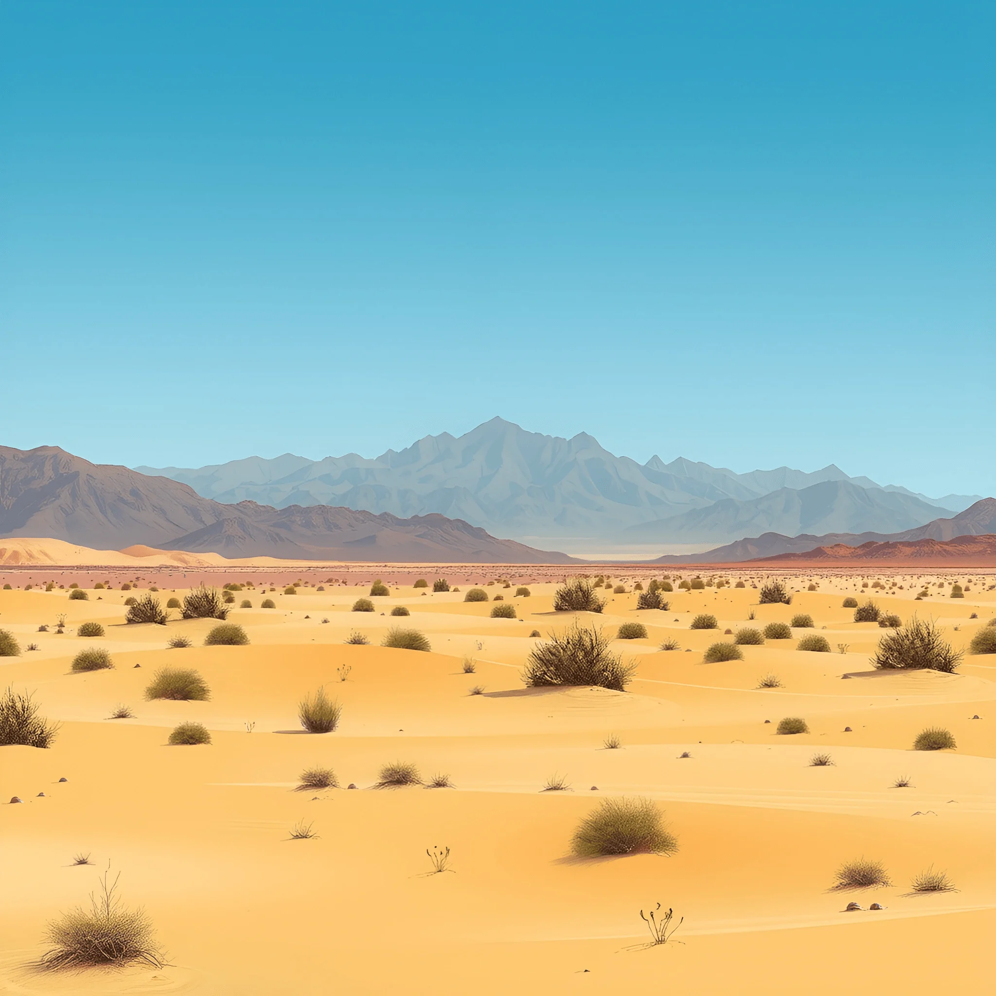 Desert Description Desert Landscape With Mountains And Sparse Vegetation - Free Download ...