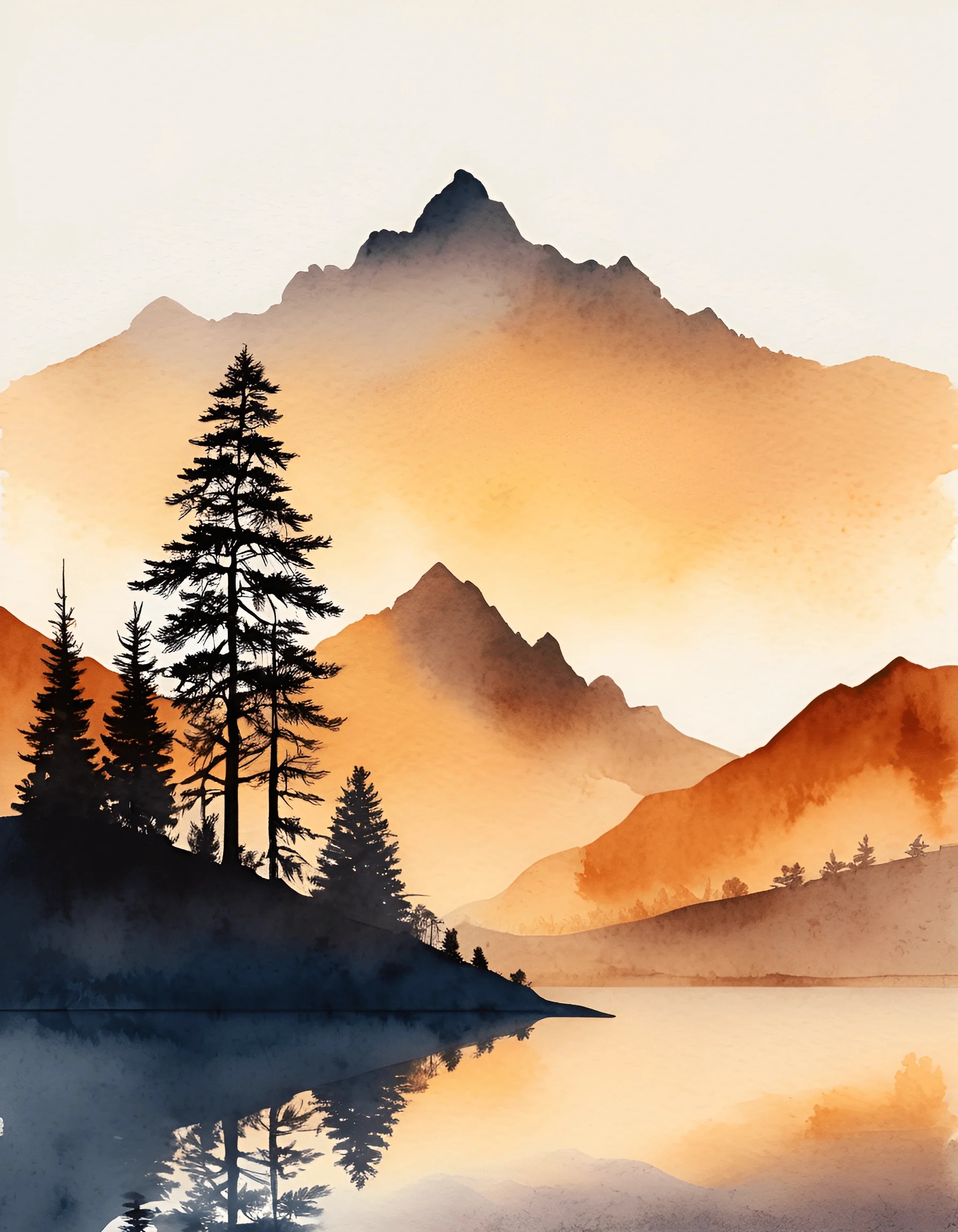 Serene Watercolor Mountain Landscape - Free Download - AI Scribbles