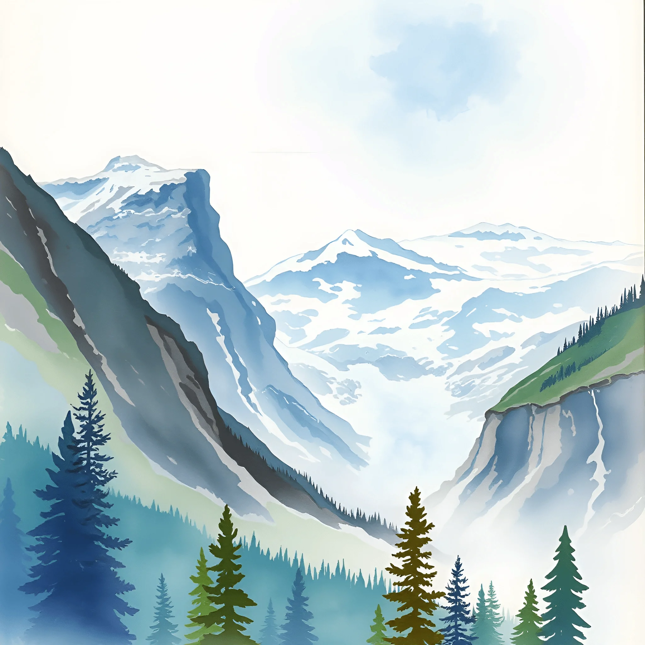 Mountain Landscape with Pine Trees - Free Download - AI Scribbles