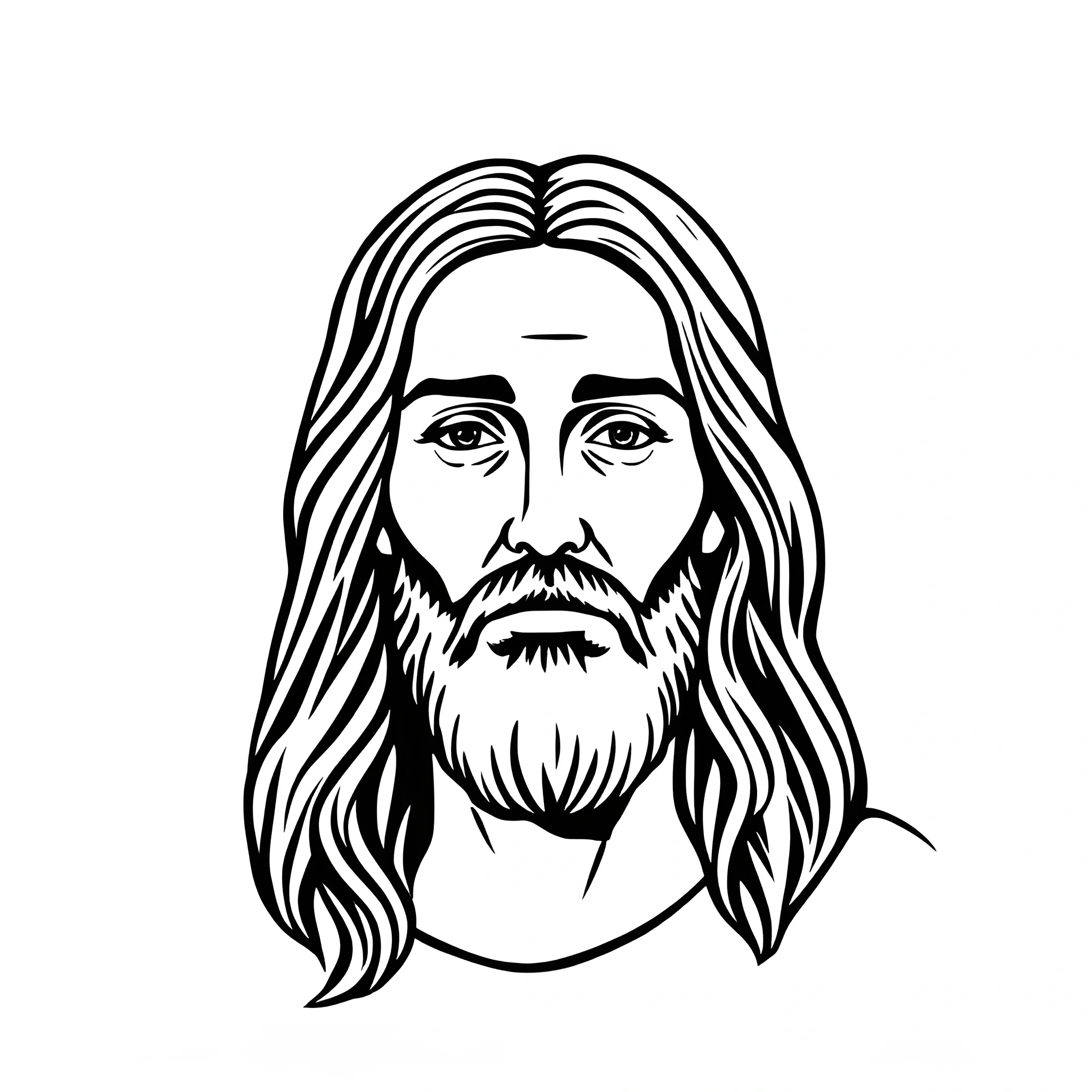 Black and White Illustration of Bearded Man with Long Hair - Free ...