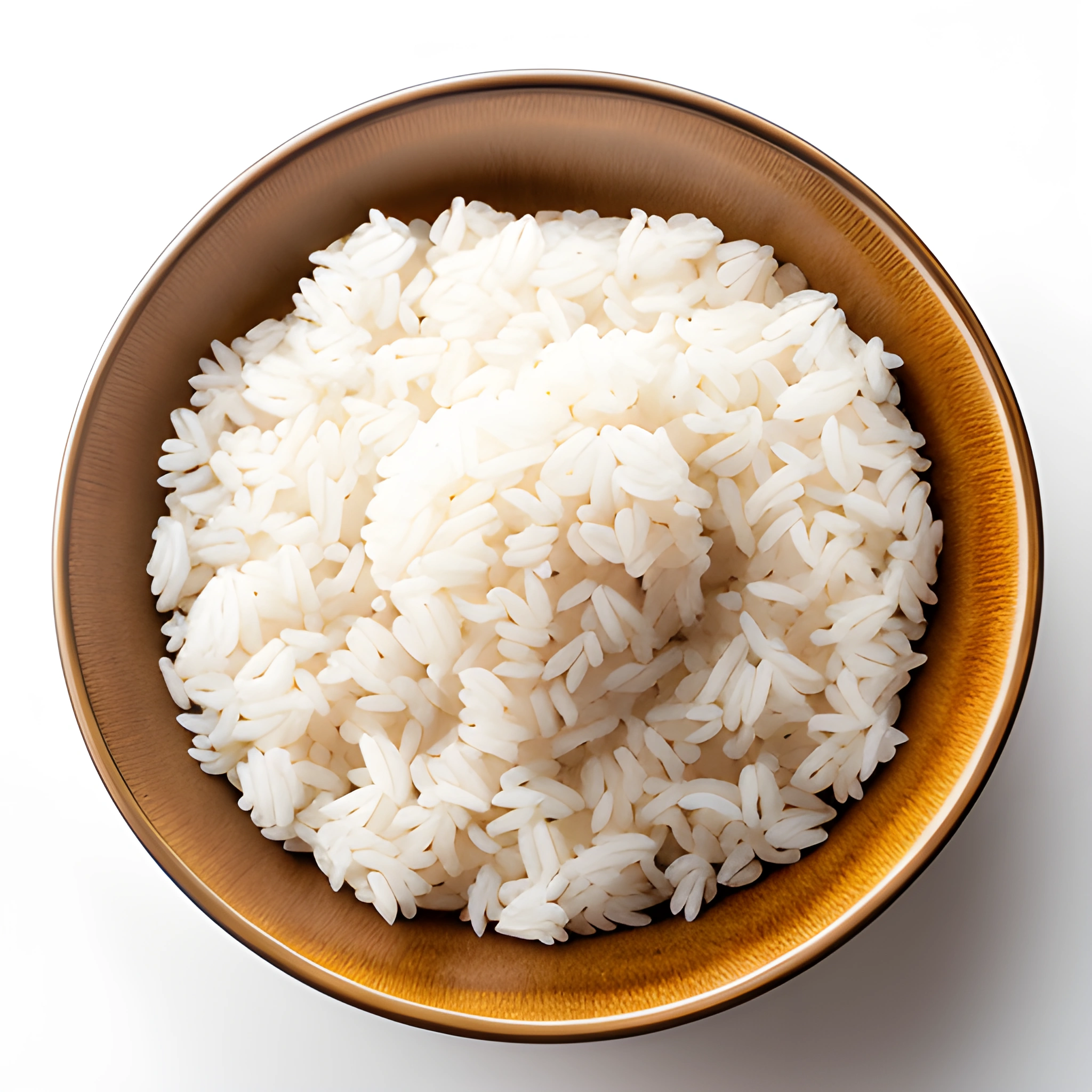bowl of rice on a white surface