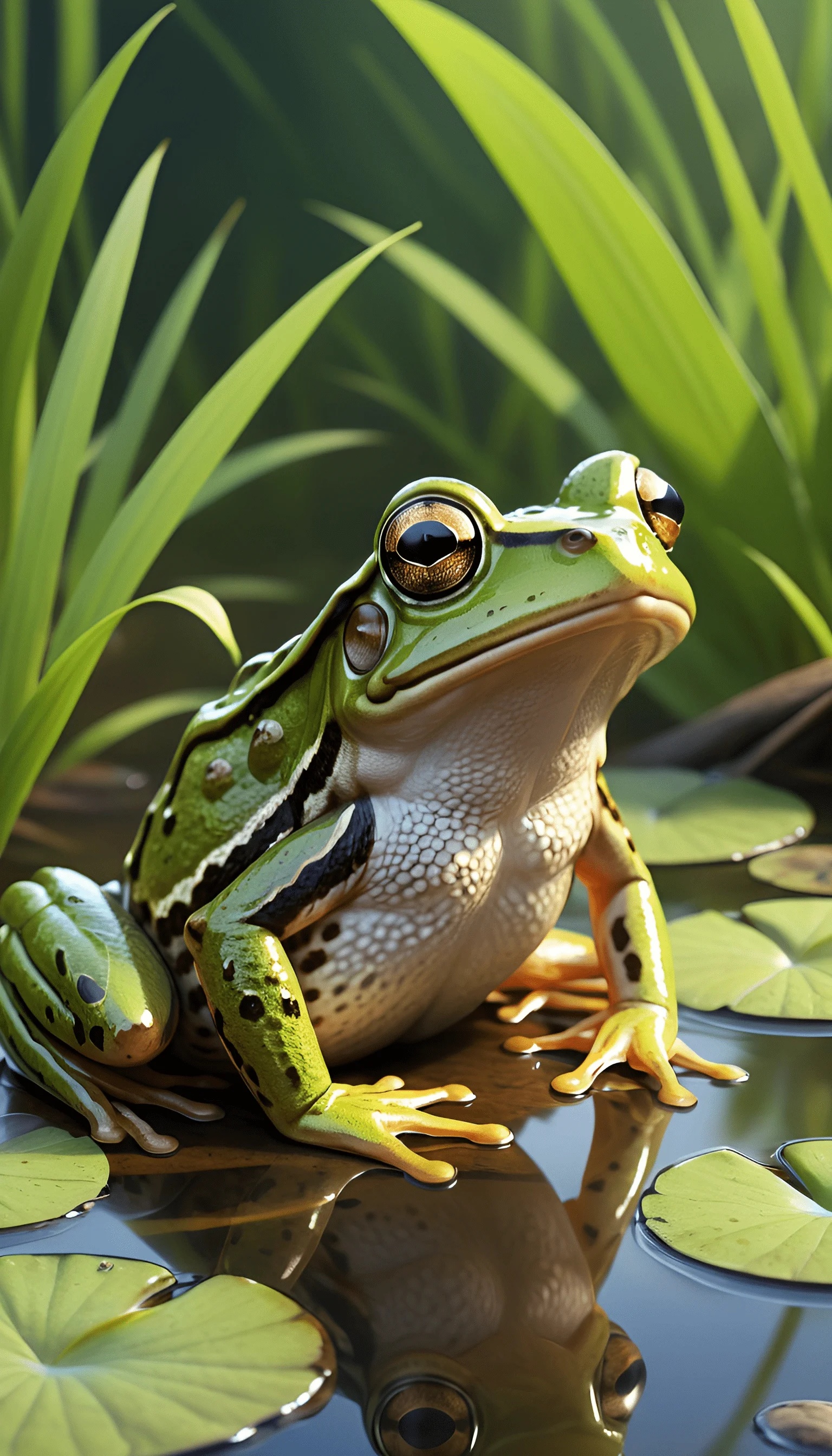 High Resolution Frog Realistic Frog in Wetland Habitat - Free Download - AI Scribbles