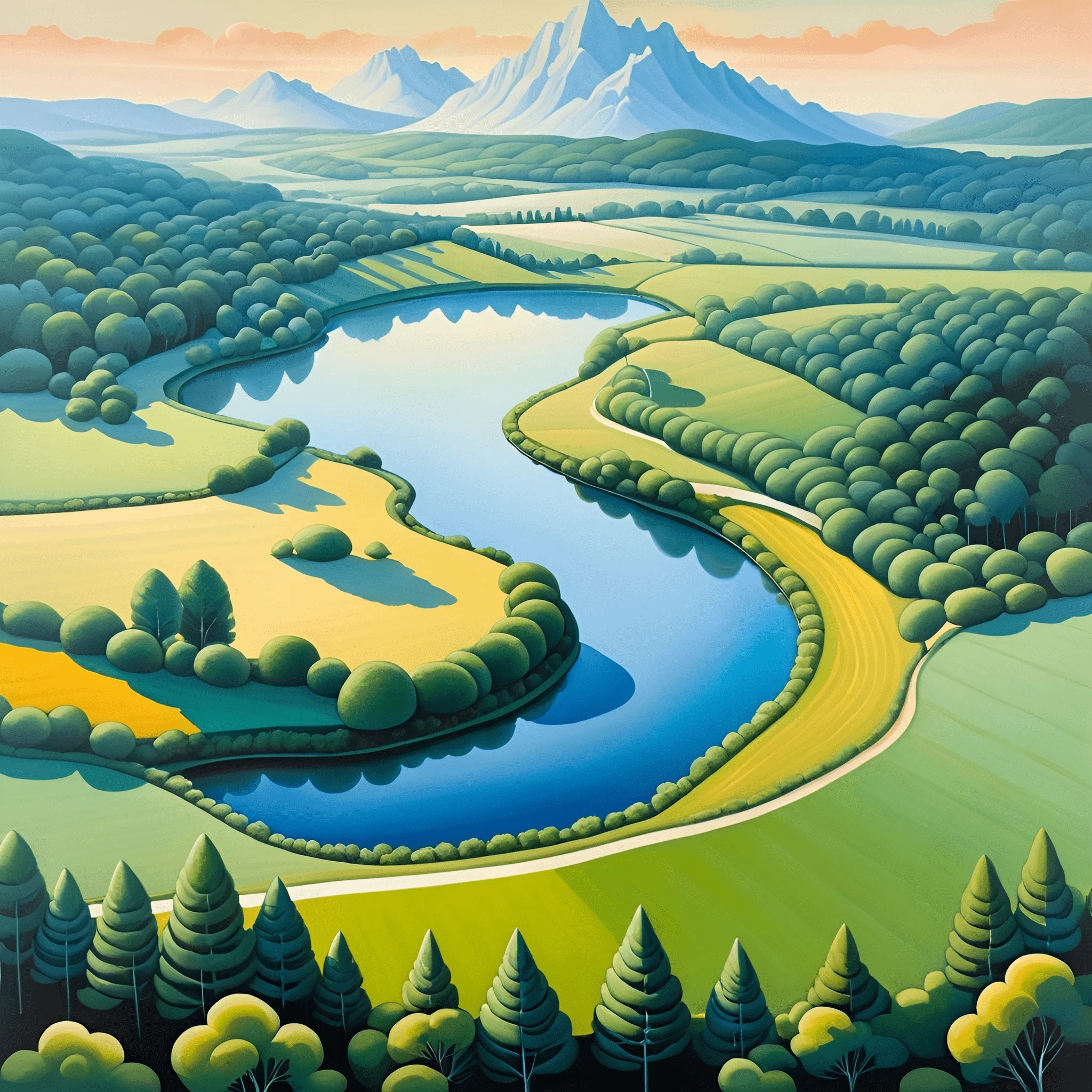 Serene Landscape With River and Mountains - Free Download - AI Scribbles