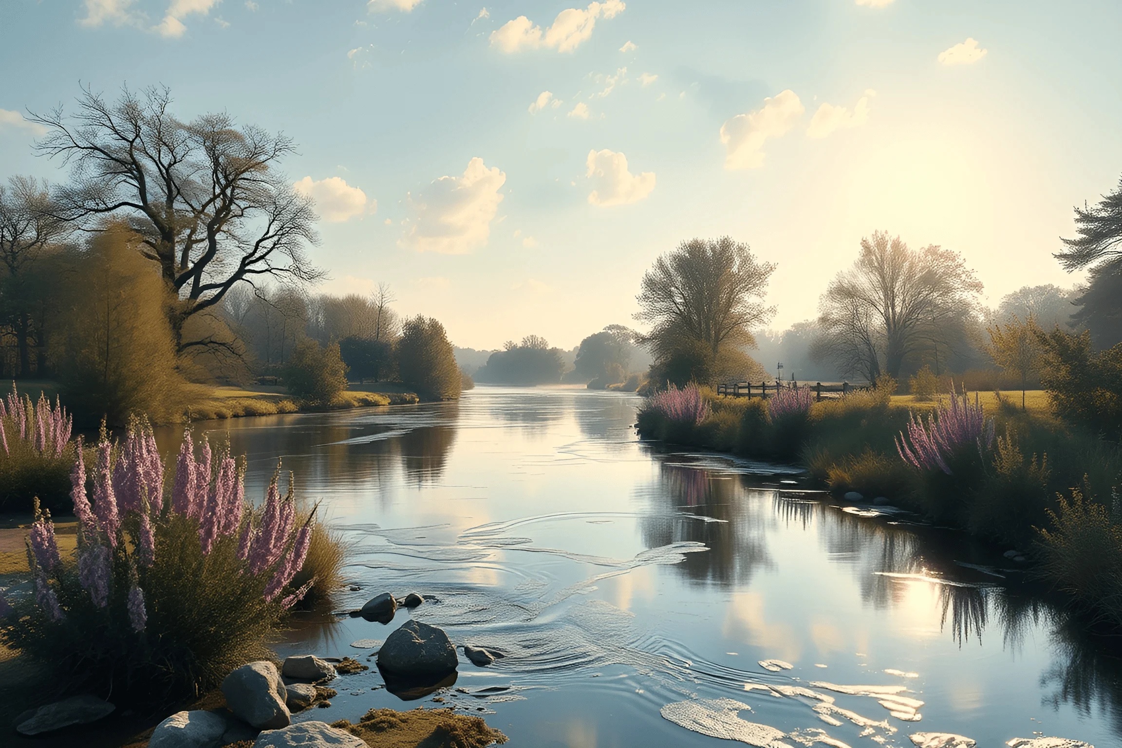 Deep Rivers Run Quiet Peaceful River Landscape - Free Download - AI Scribbles