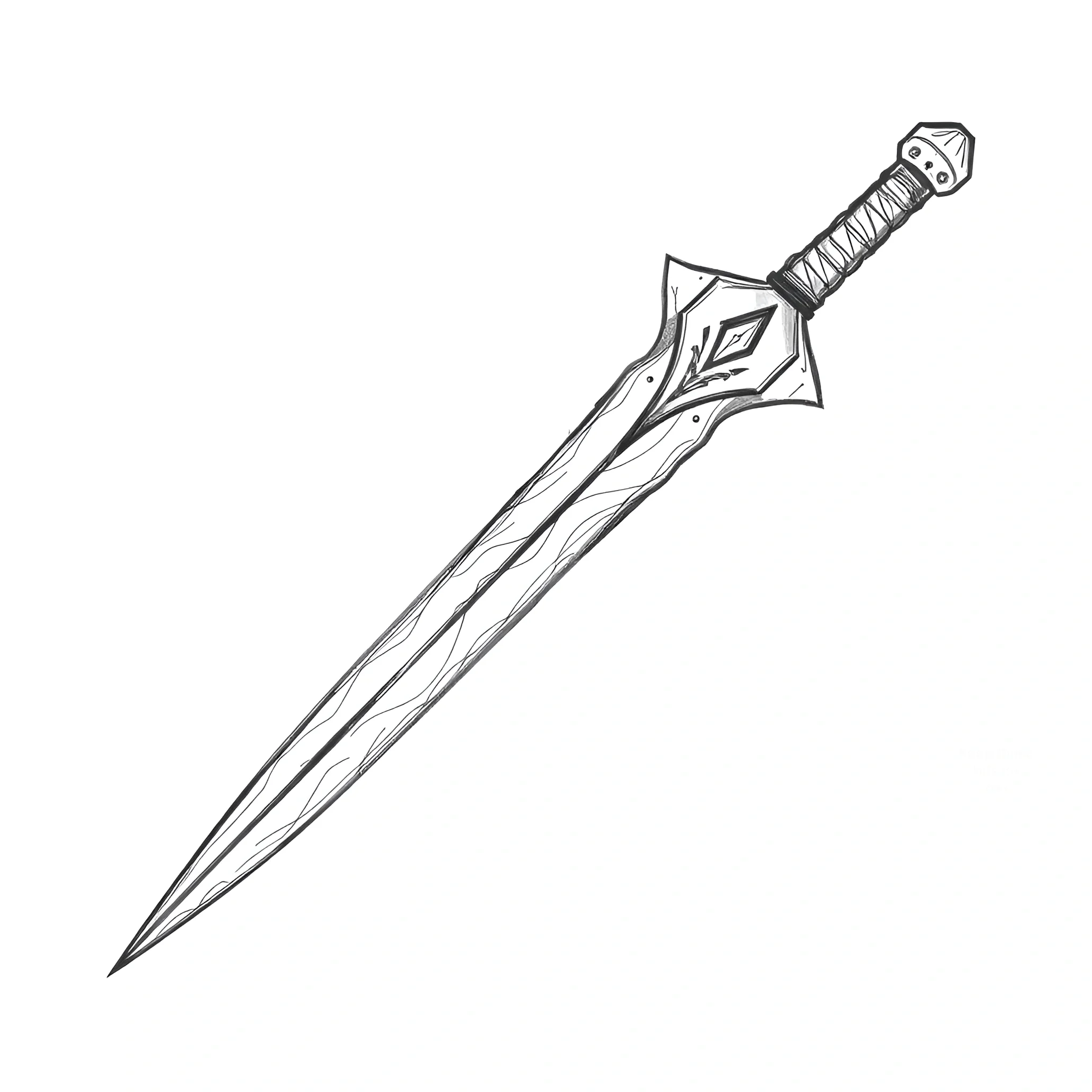 Sword Line Ornate Medieval Sword Line Drawing - Free Download - AI Scribbles