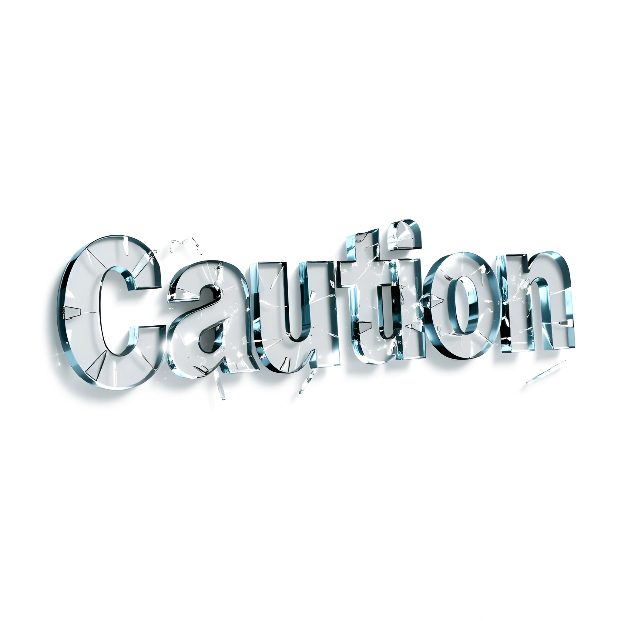 Broken Glass Typography of the Word Caution - Free Download - AI Scribbles
