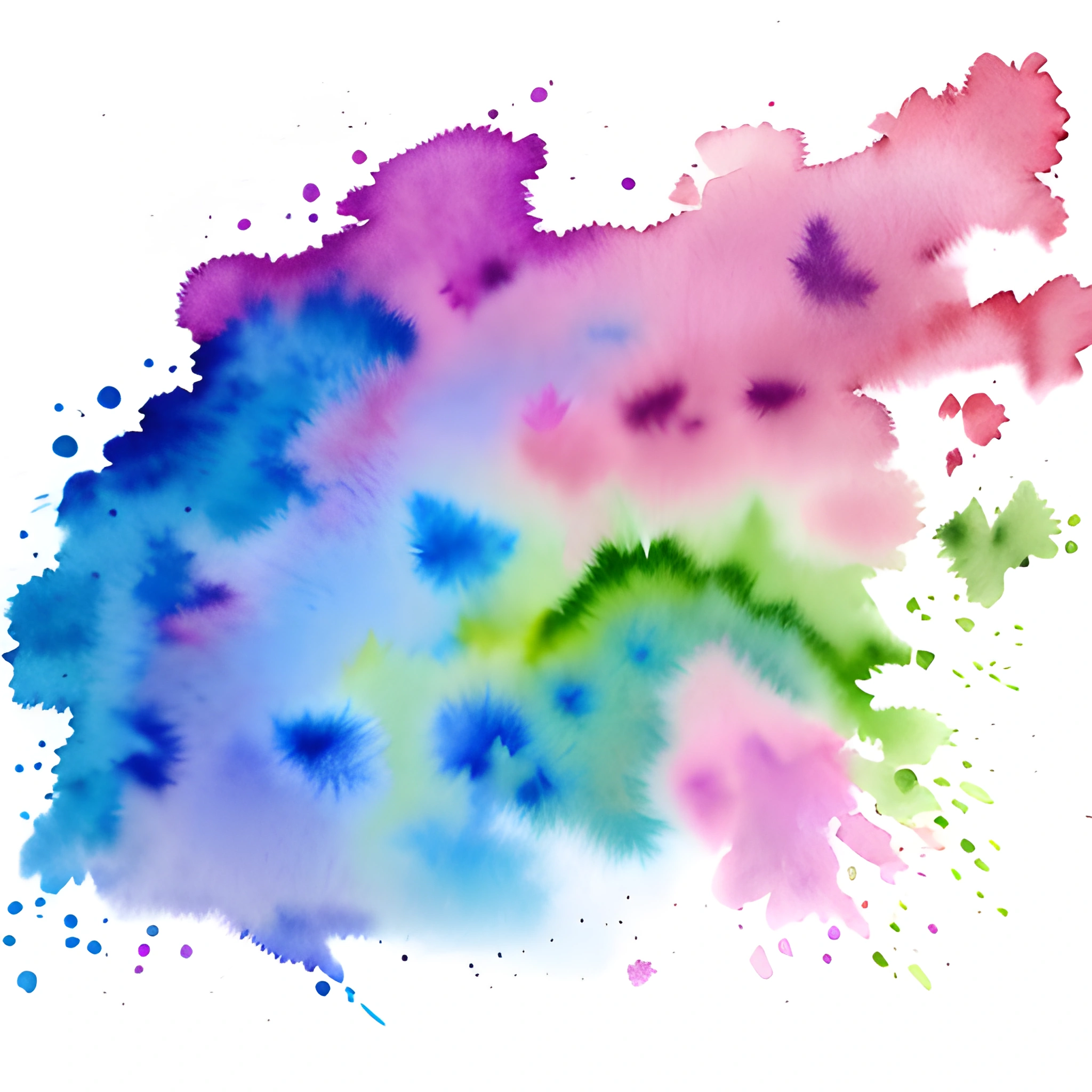 a brightly colored watercolor splash painting on a white background