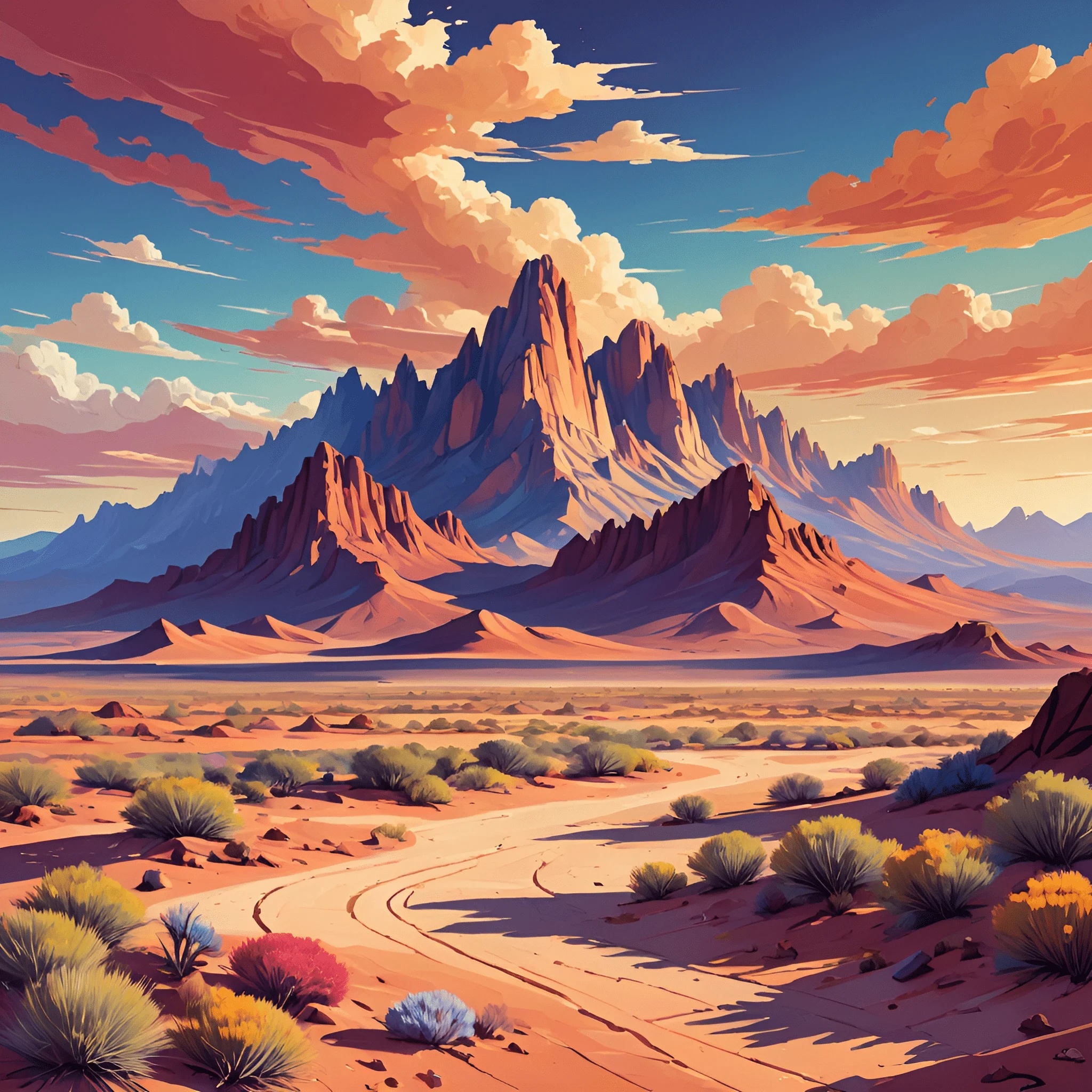 Vibrant Desert Landscape with Rocky Mountains - Free Download - AI ...