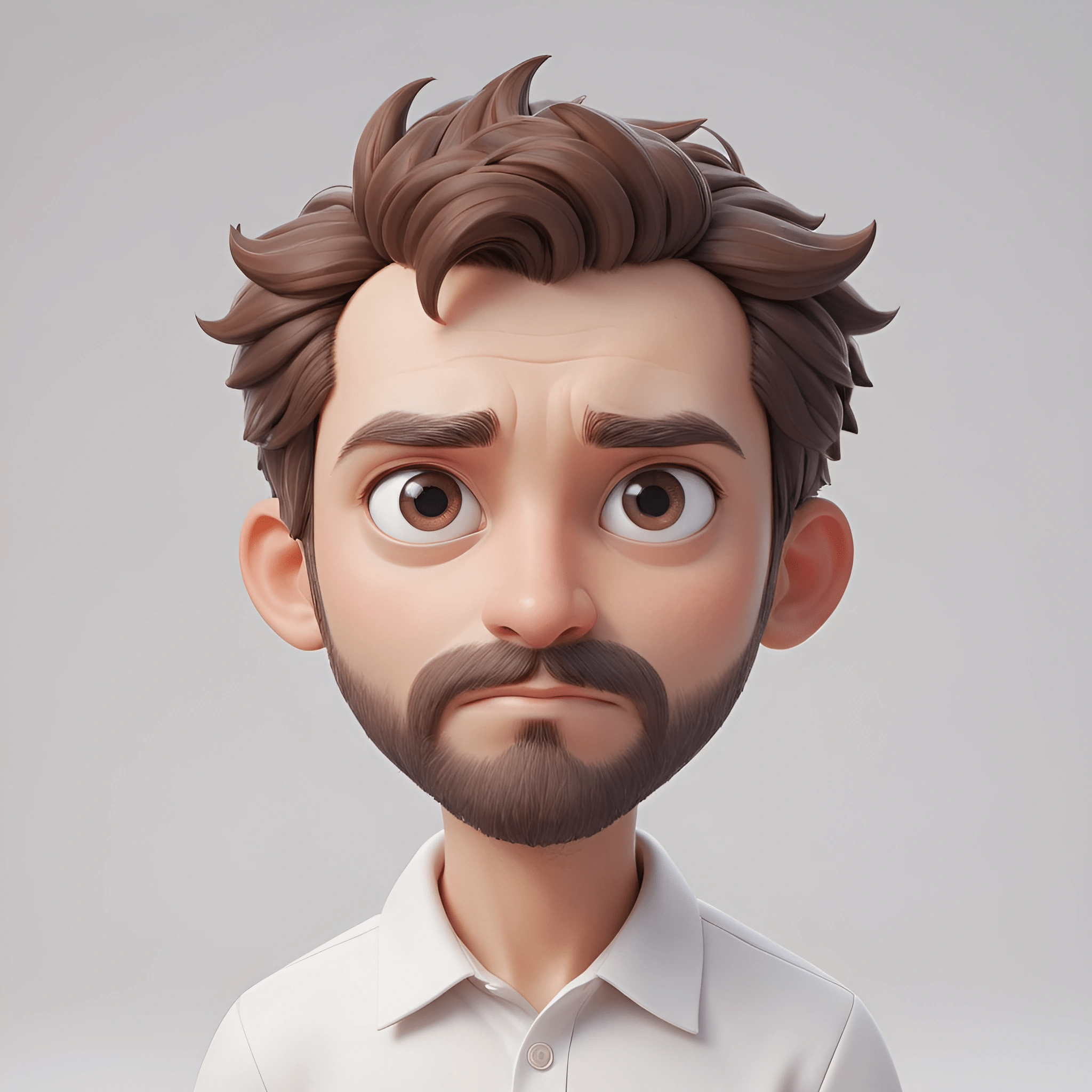 cartoon man with a beard and mustache in a white shirt