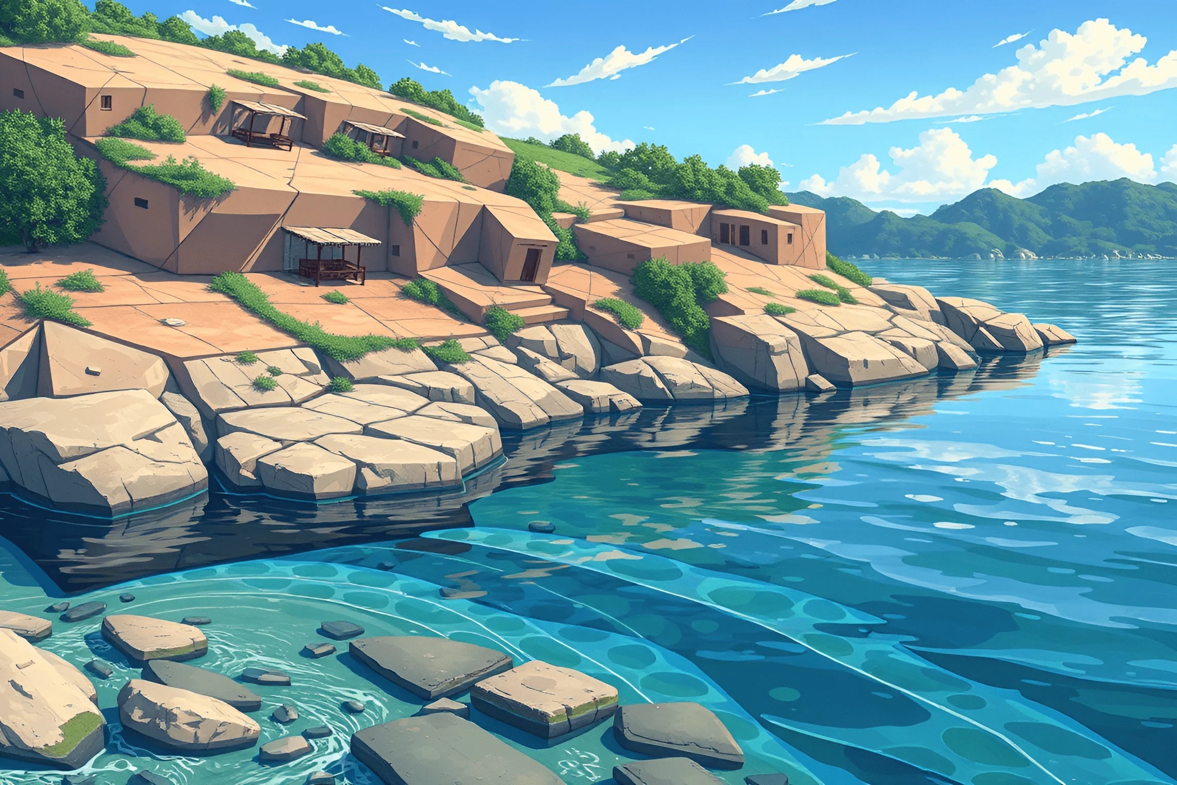 Serene Coastal Landscape with Modern Architecture - Free Download - AI ...