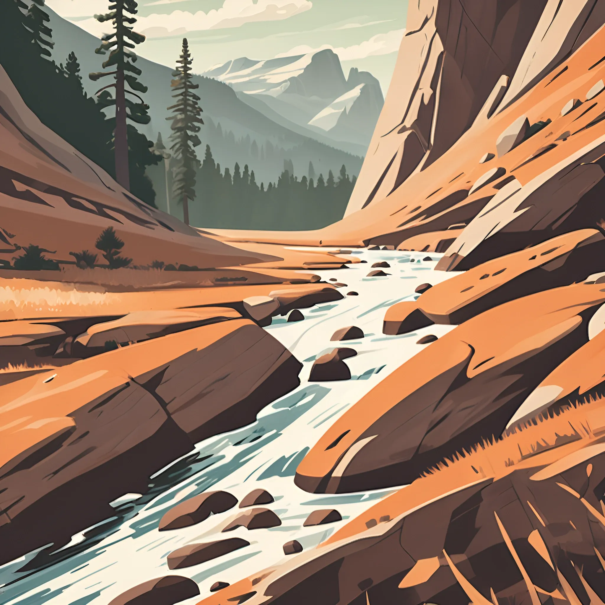 Serene Mountain River Landscape - Free Download - AI Scribbles