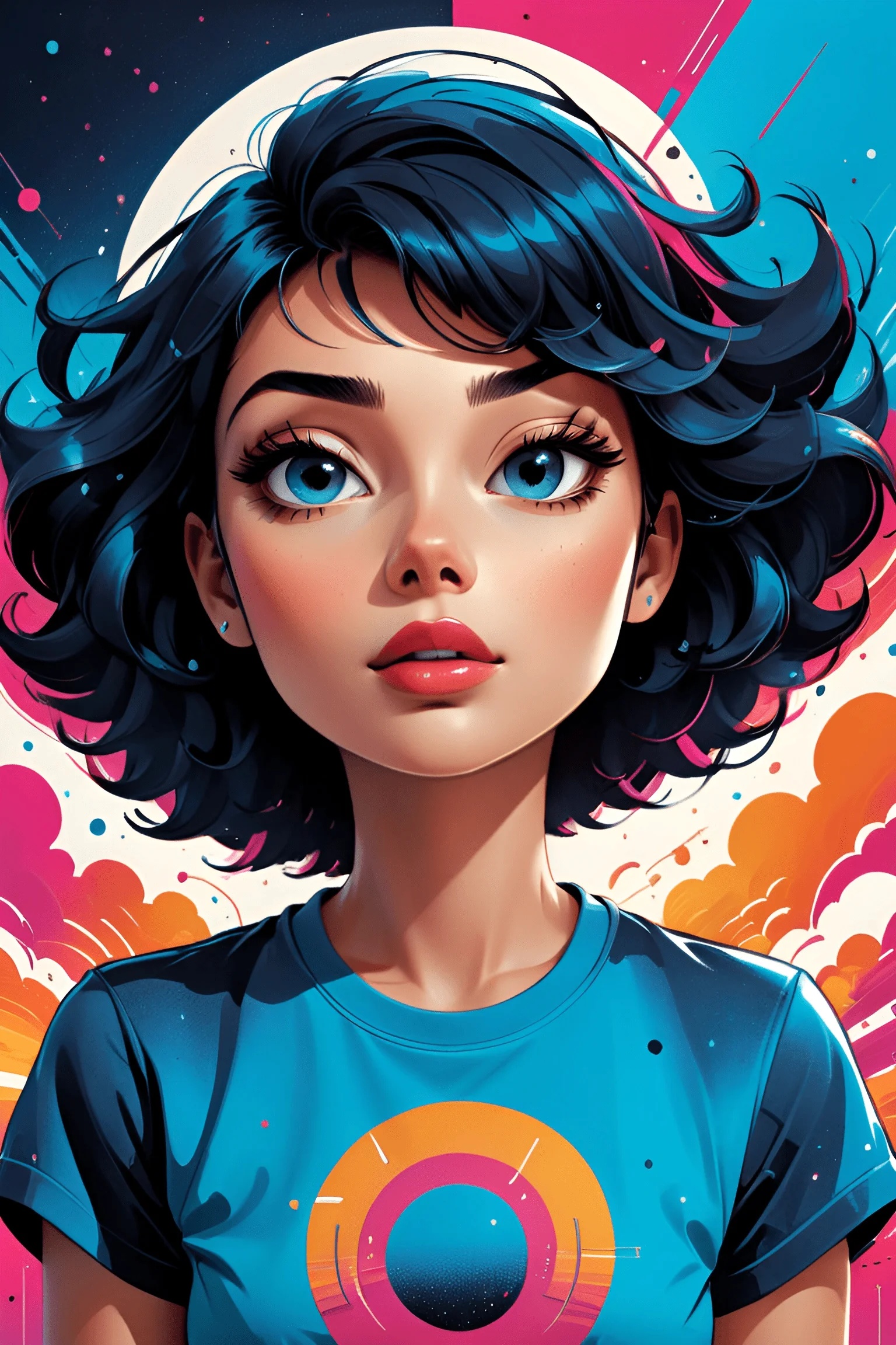 Stylized Portrait of a Young Woman with Blue Hair - Free Download - AI ...