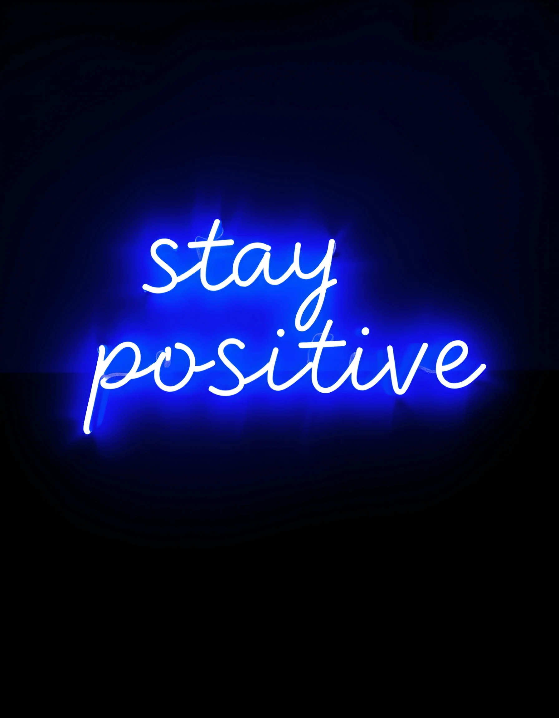 Blue Neon Stay Positive Sign - Free Download - AI Scribbles
