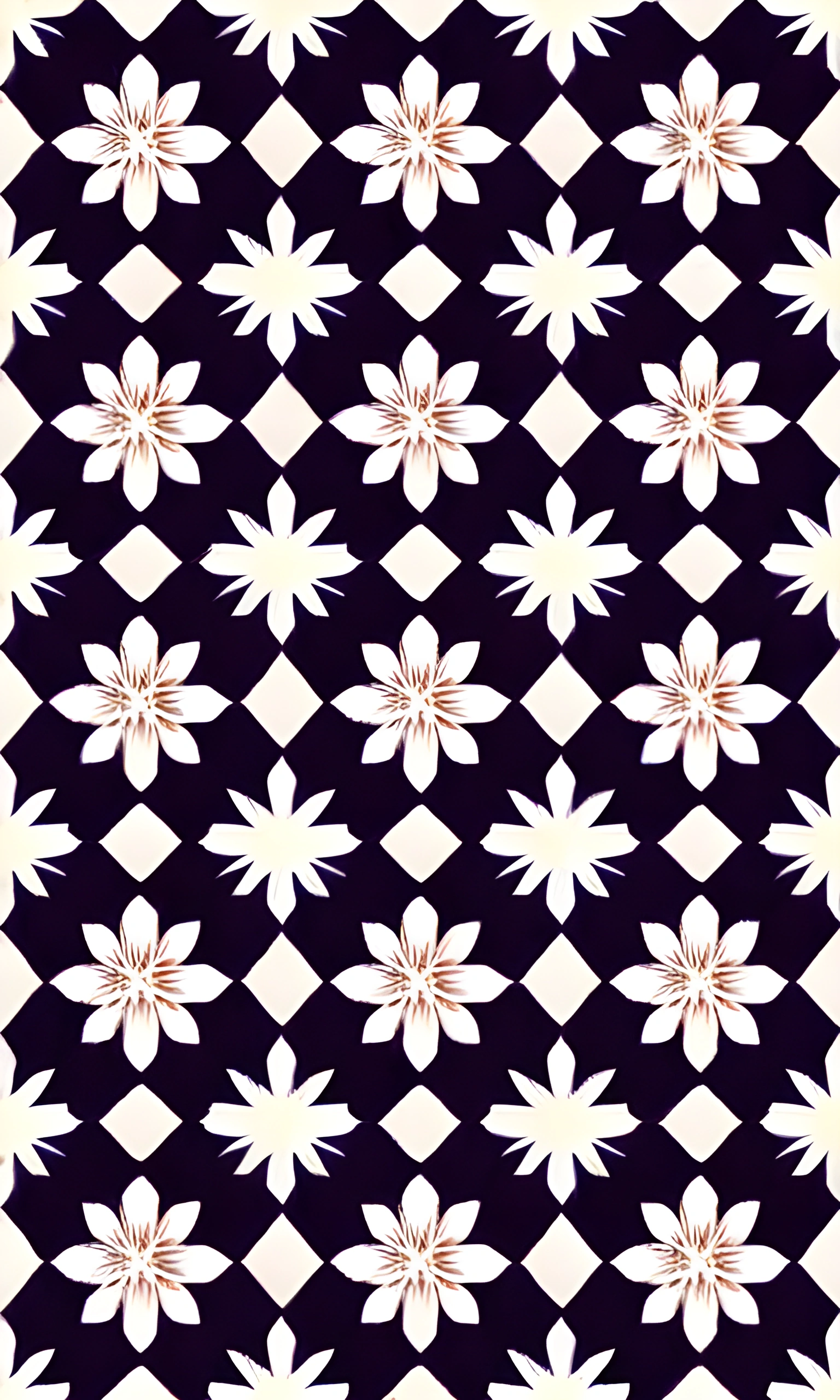 a close up of a pattern with a flower on a black background