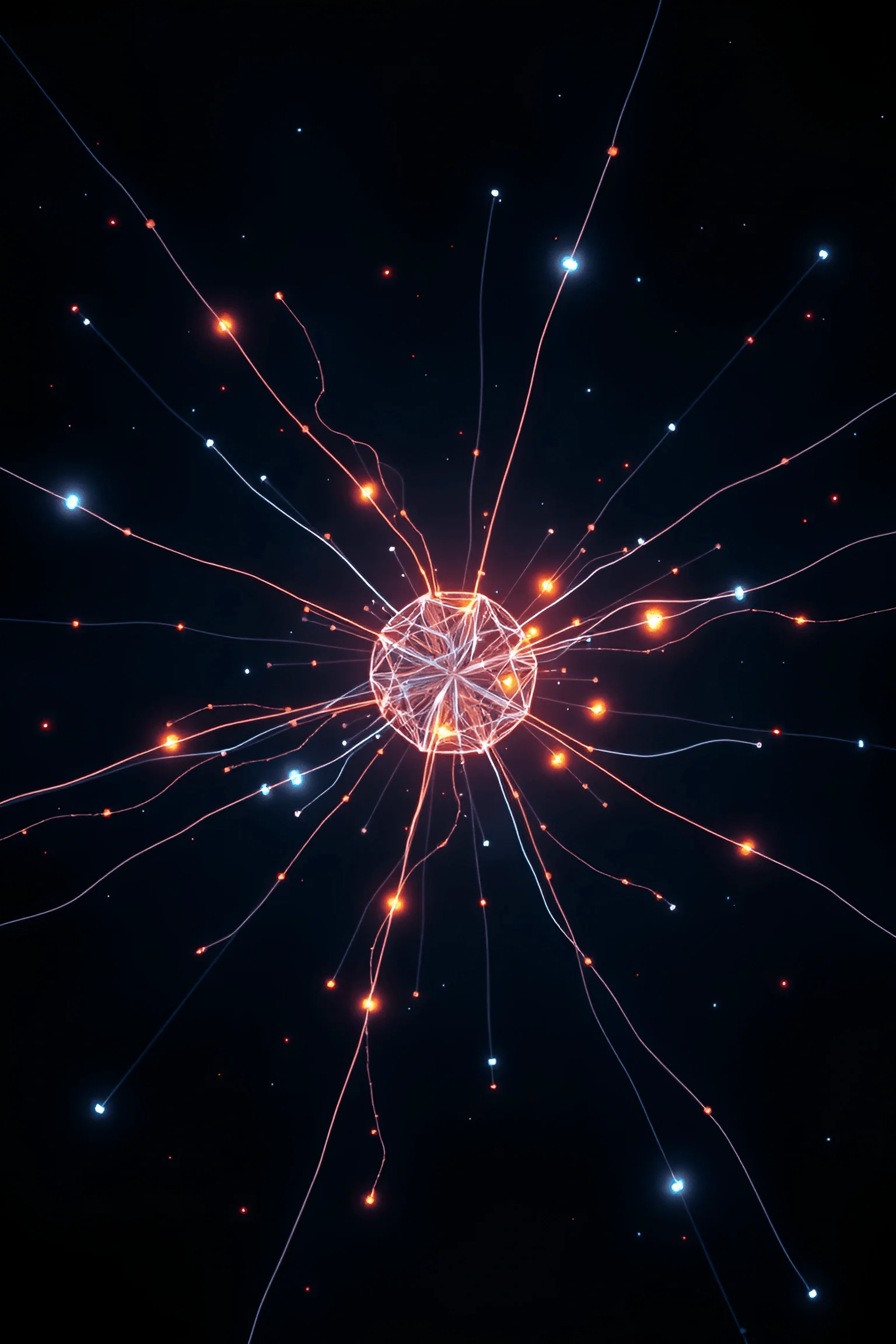 Digital Particle Network With Light Trails - Free Download - AI Scribbles