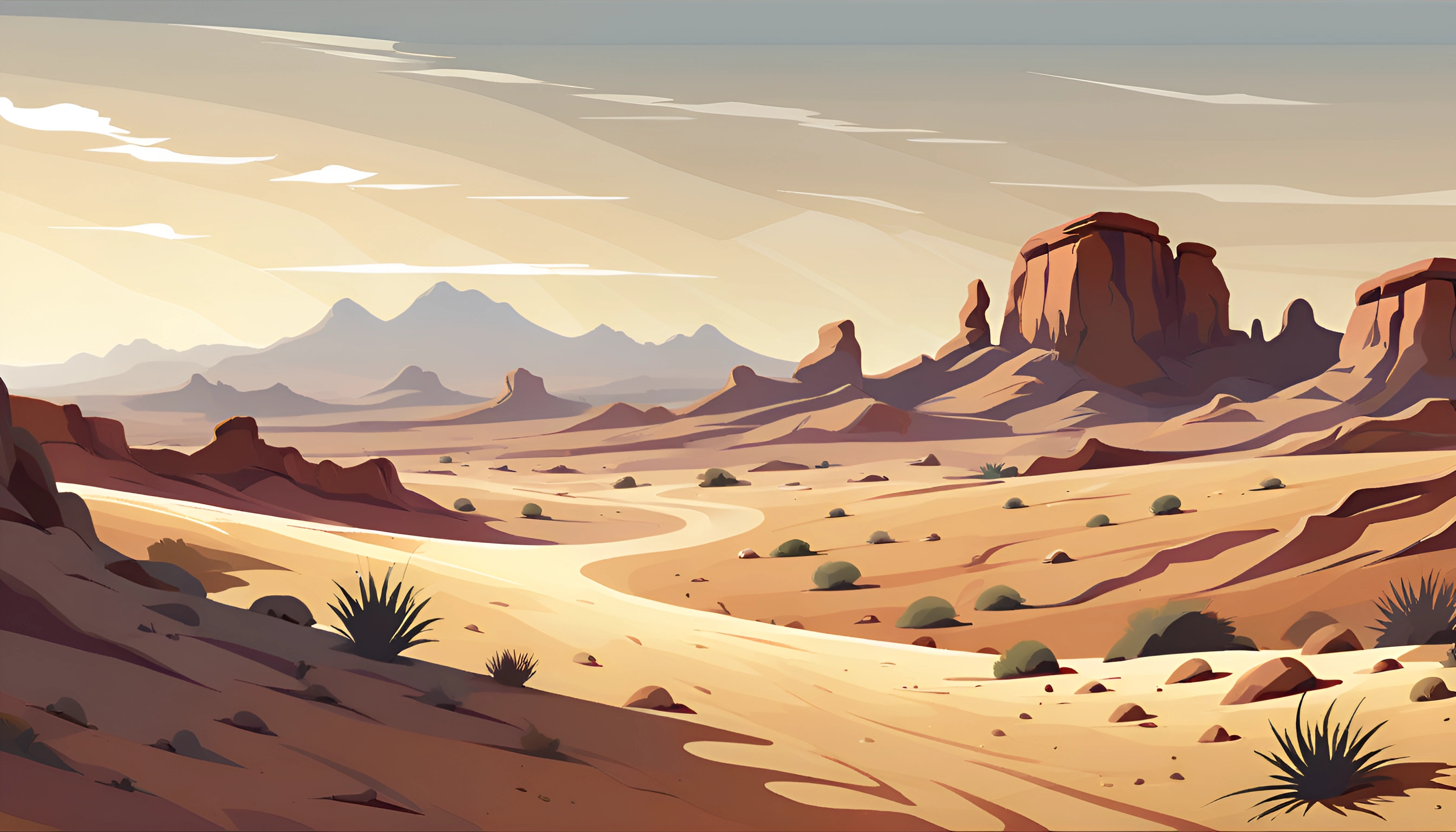 Desert Landscape at Dusk - Free Download - AI Scribbles