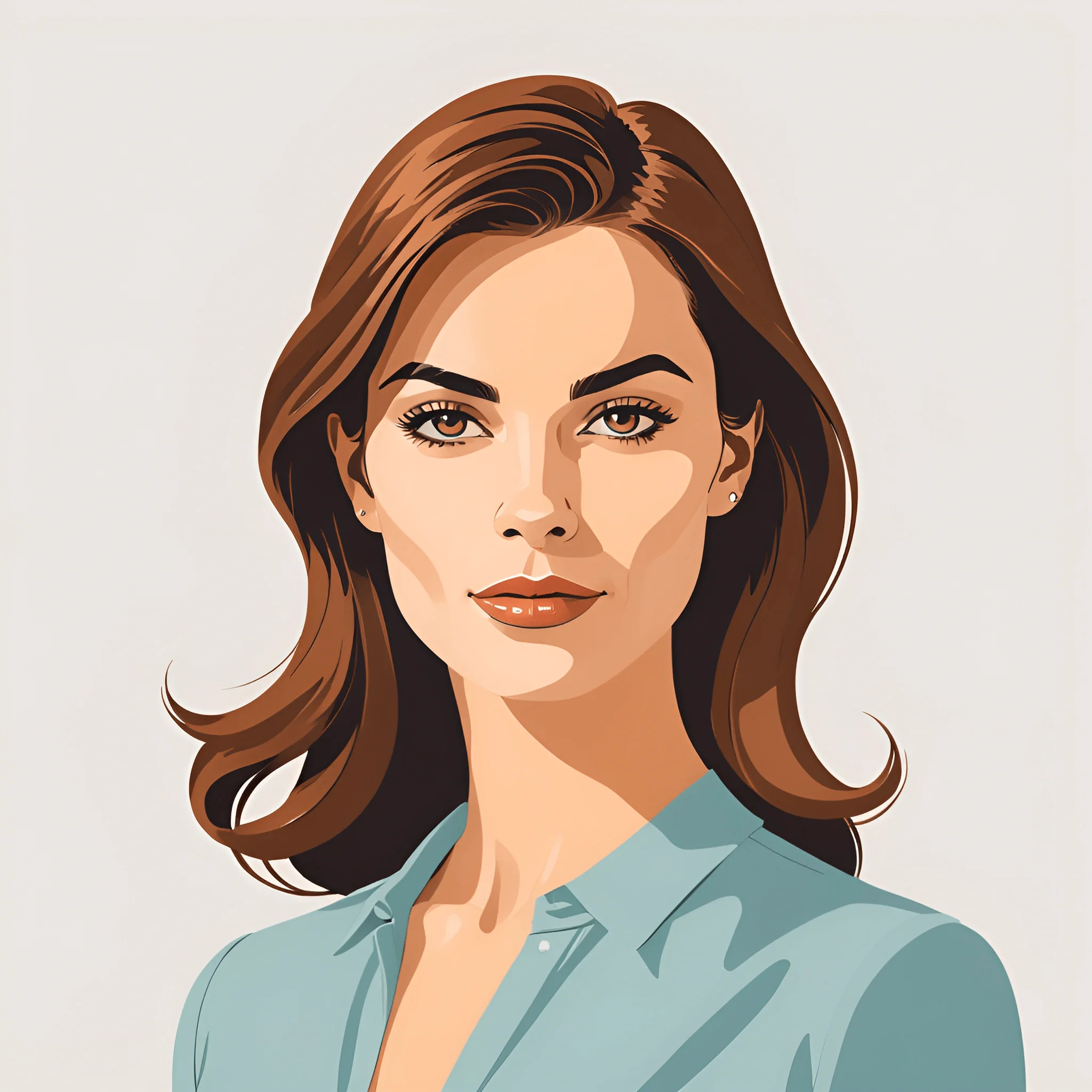 Stylized Portrait of a Woman with Brown Hair - Free Download - AI Scribbles