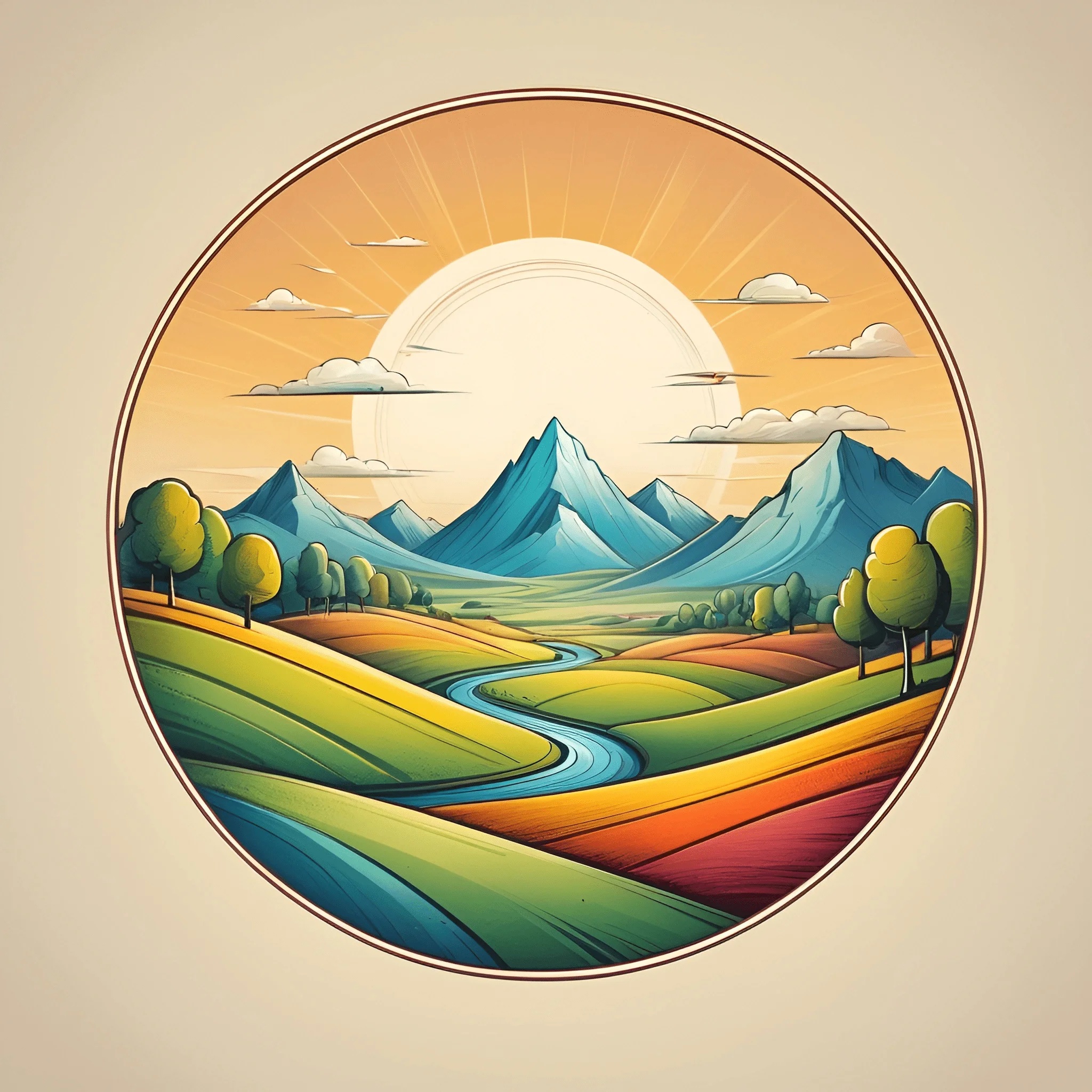 Vibrant Landscape Illustration - Free Download - AI Scribbles