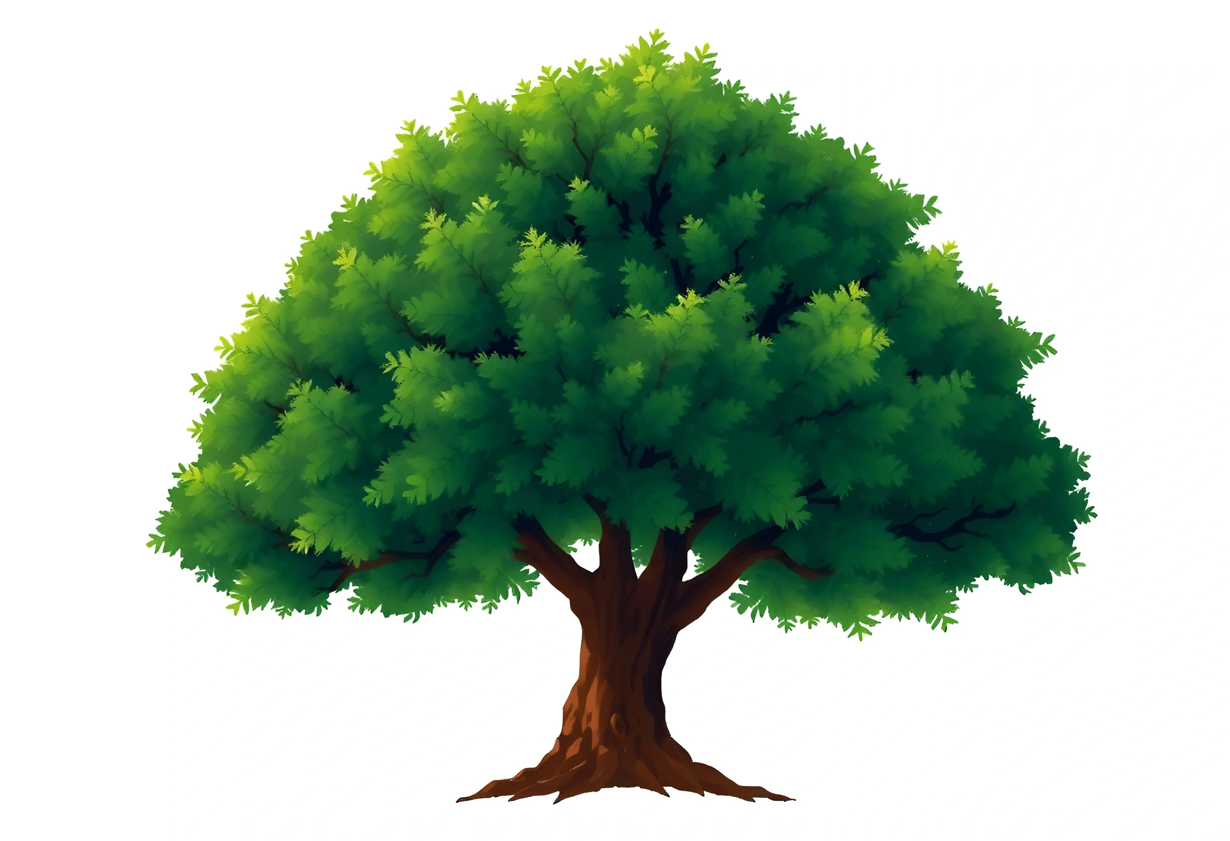 Digital Illustration of Mature Oak Tree with Dense Foliage - Free ...