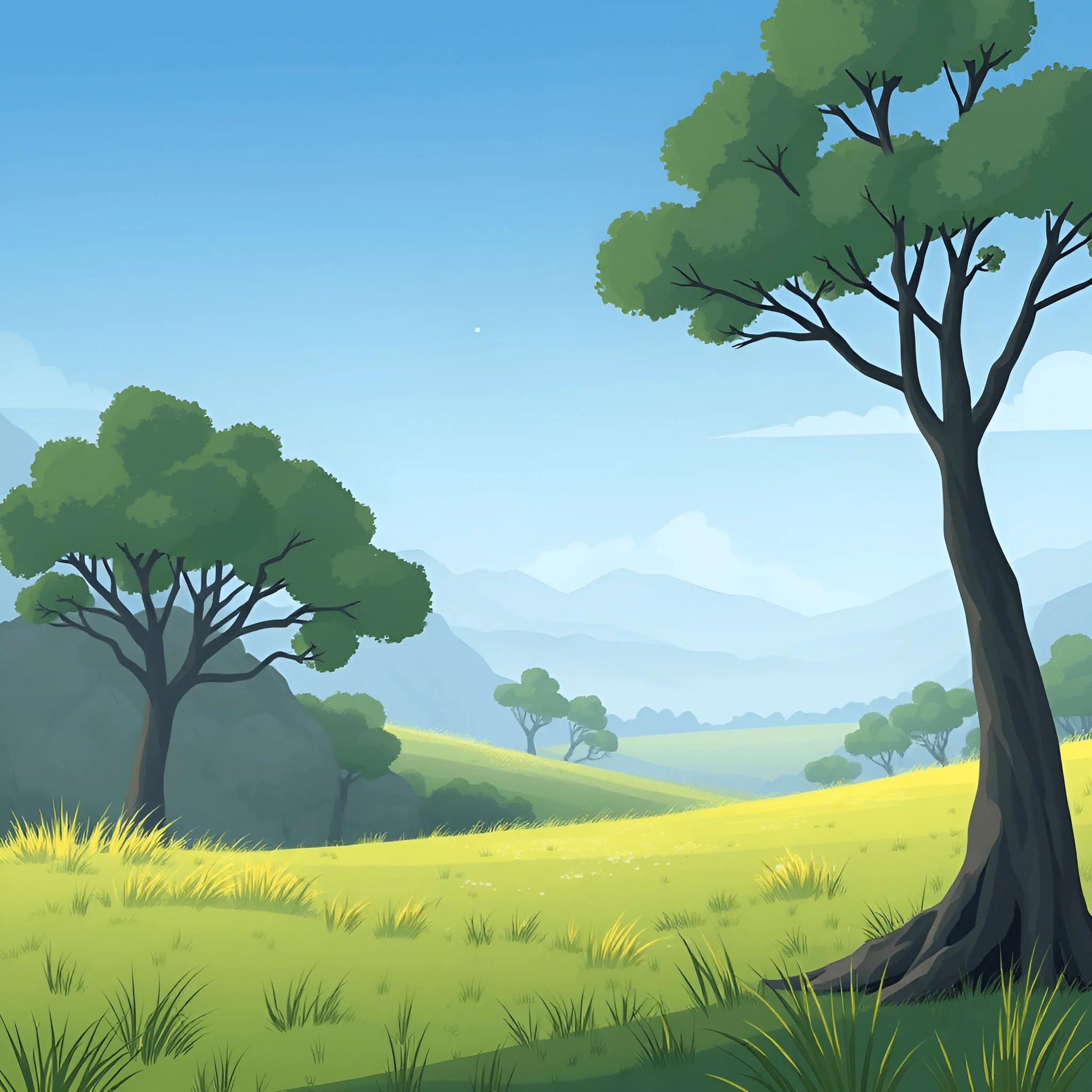 Animated Rolling Hills Landscape With Trees - Free Download - AI Scribbles