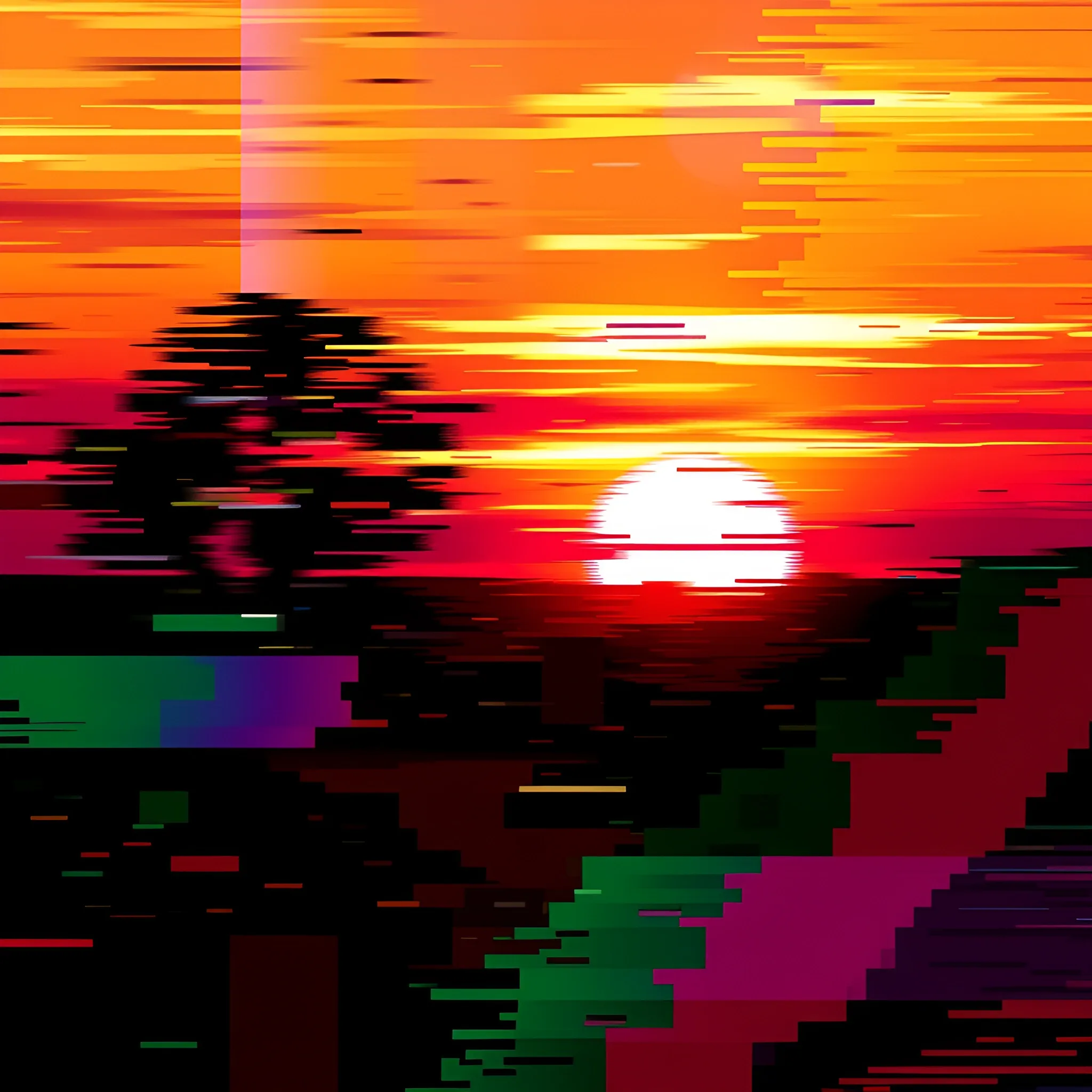 Sunset Distorted Abstract Sunset with Distorted Landscape - Free Download - AI Scribbles