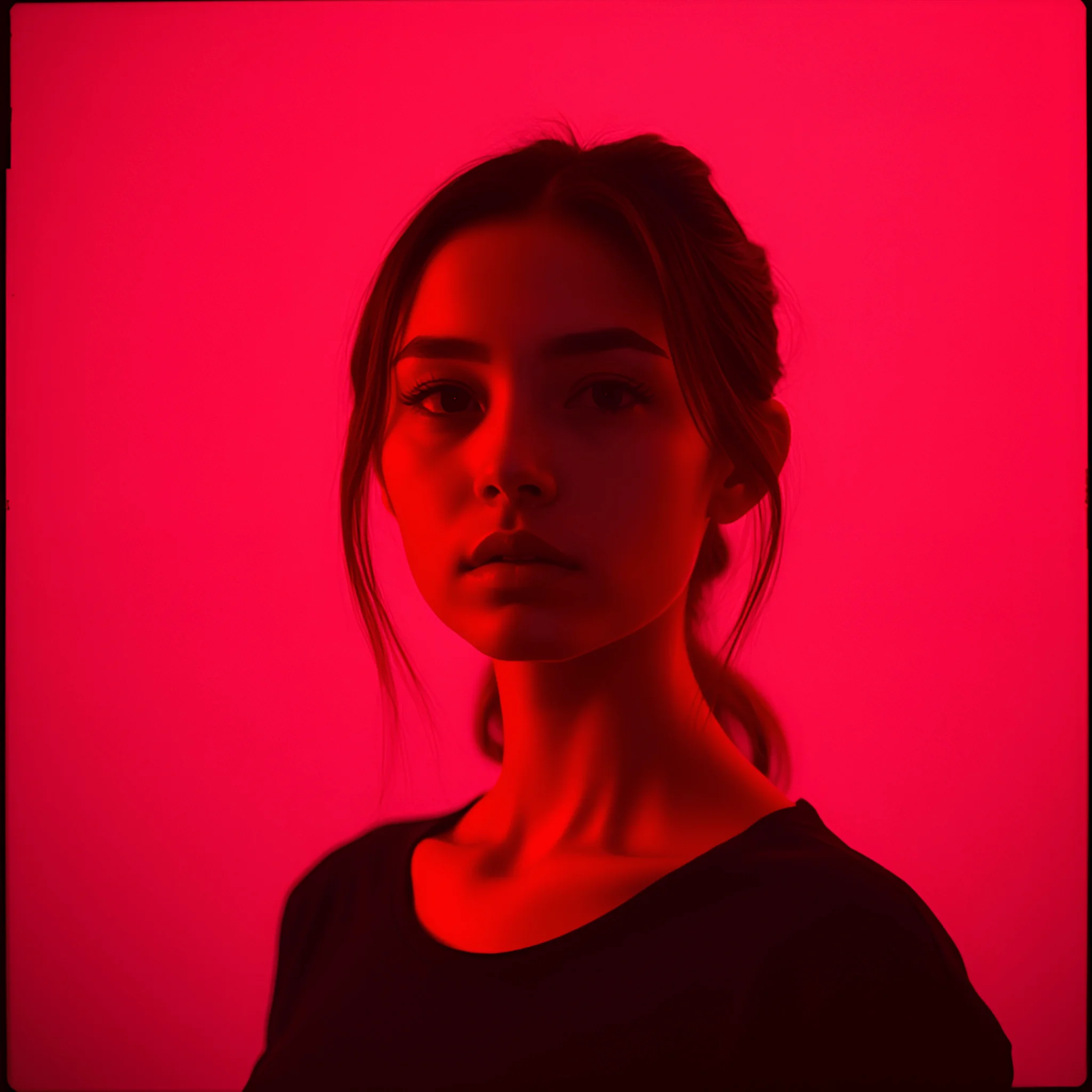 Color:red Portrait Image Portrait of Woman Under Red Light - Free Download - AI Scribbles