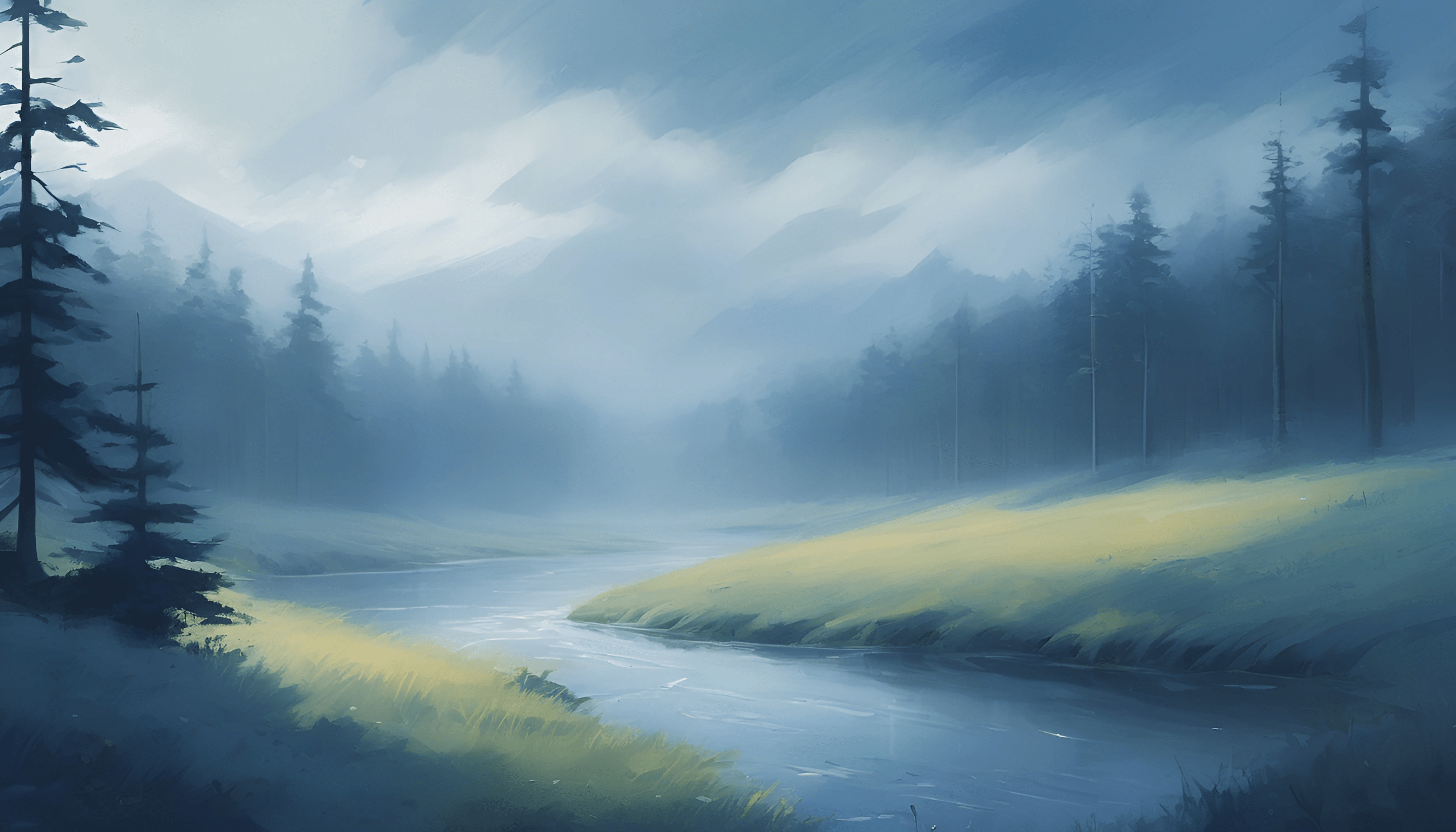 Serene Mountain Landscape Painting - Free Download - AI Scribbles