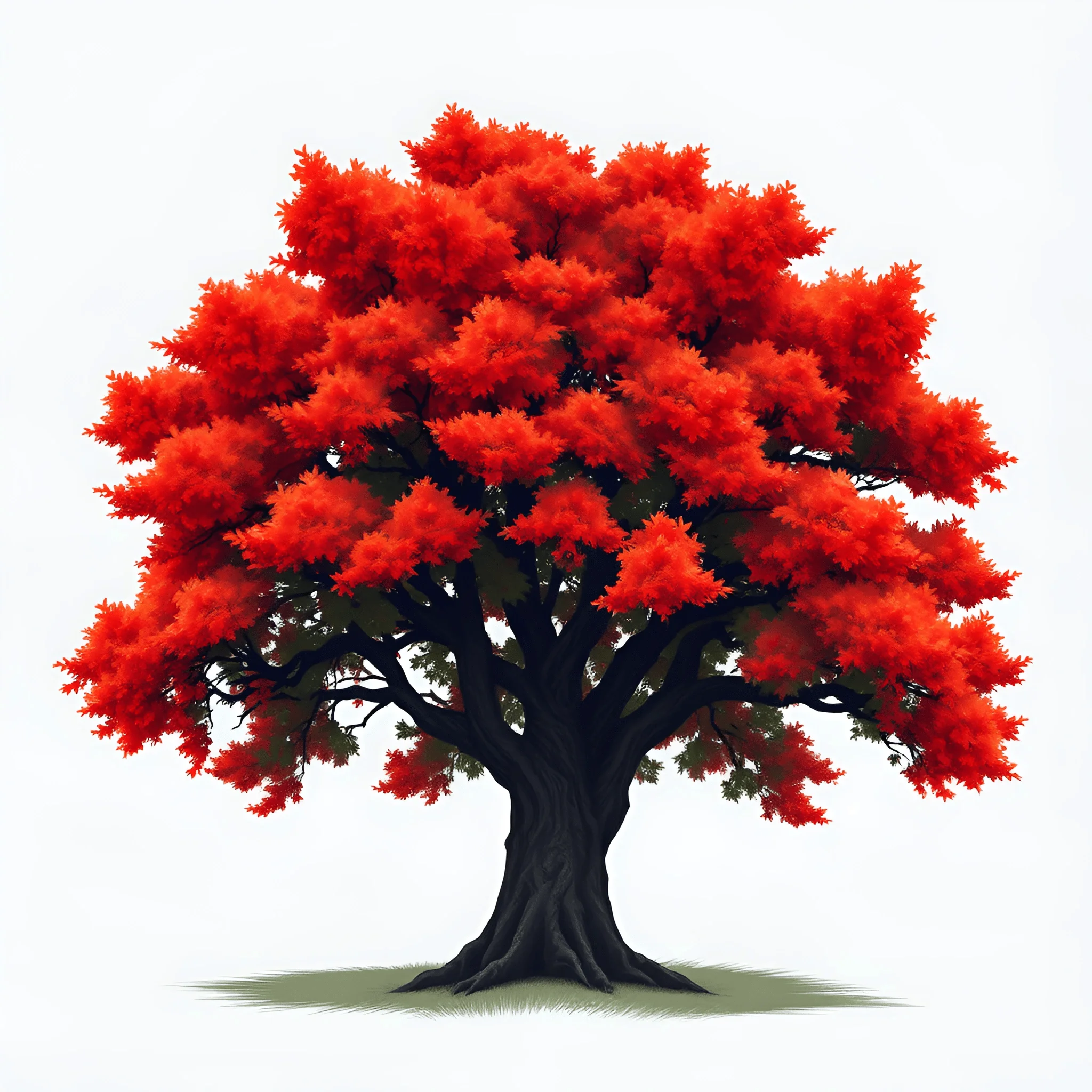 Maple Tree With Bright Red Autumn Leaves - Free Download - AI Scribbles