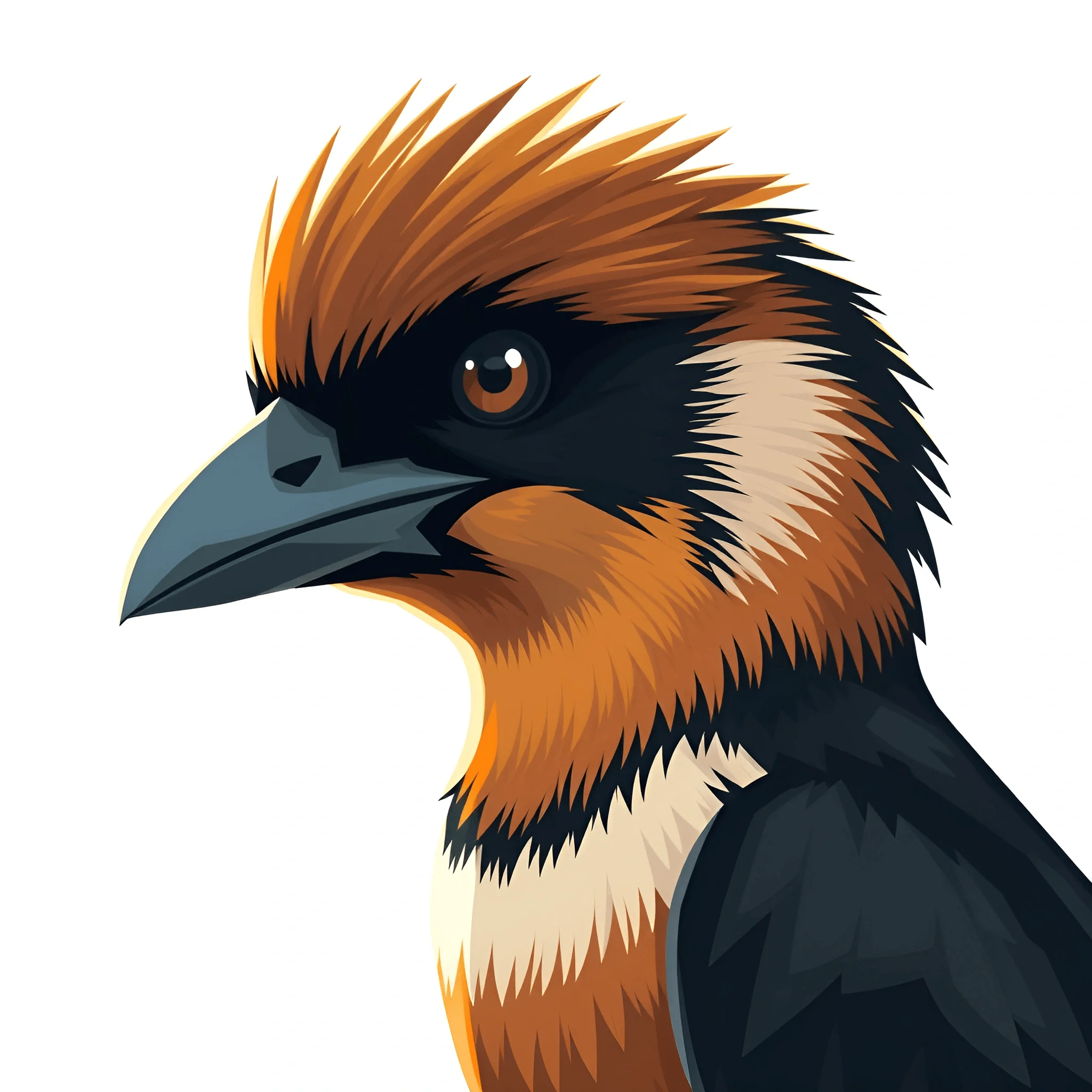 Illustration of Crested Barbet Bird Profile - Free Download - AI Scribbles