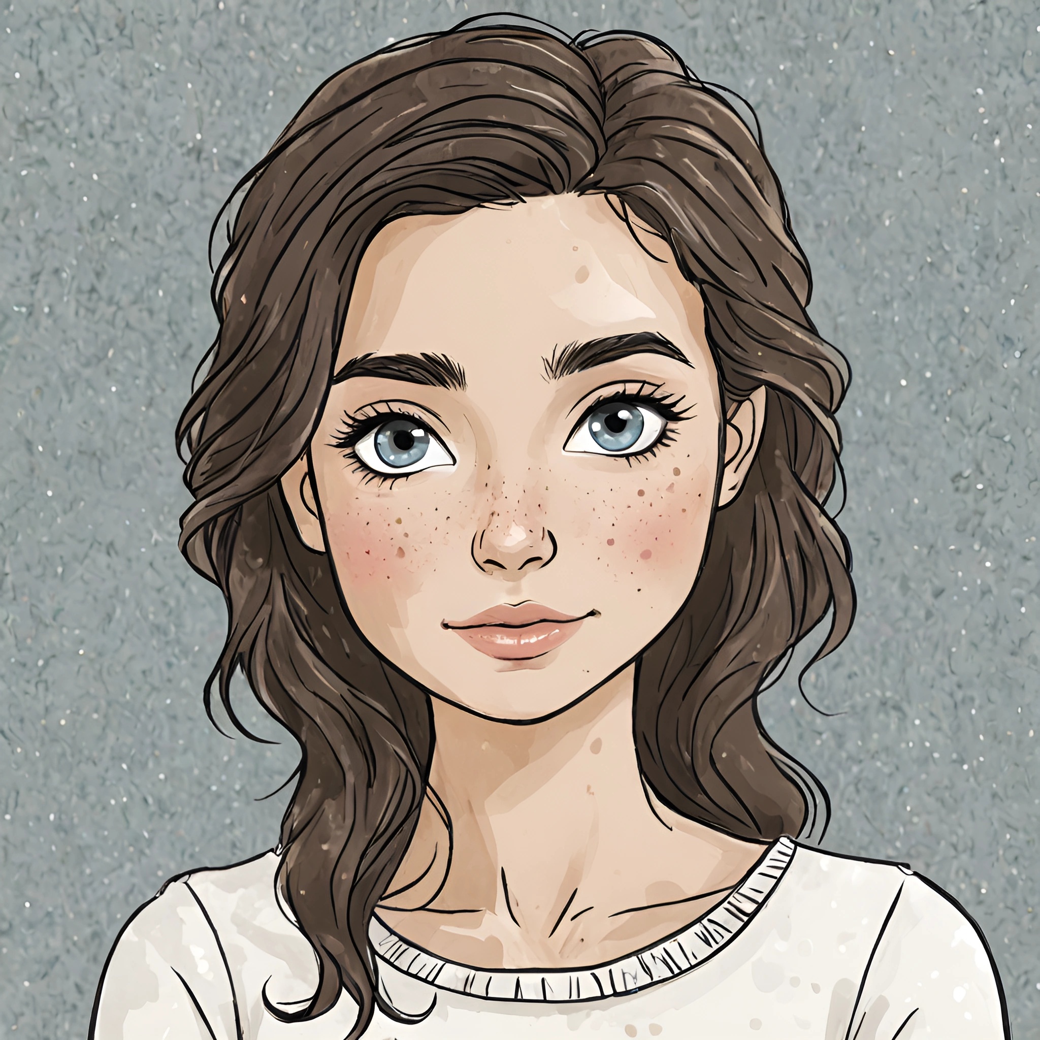 Illustrated Portrait of a Young Woman with Freckles - Free Download ...