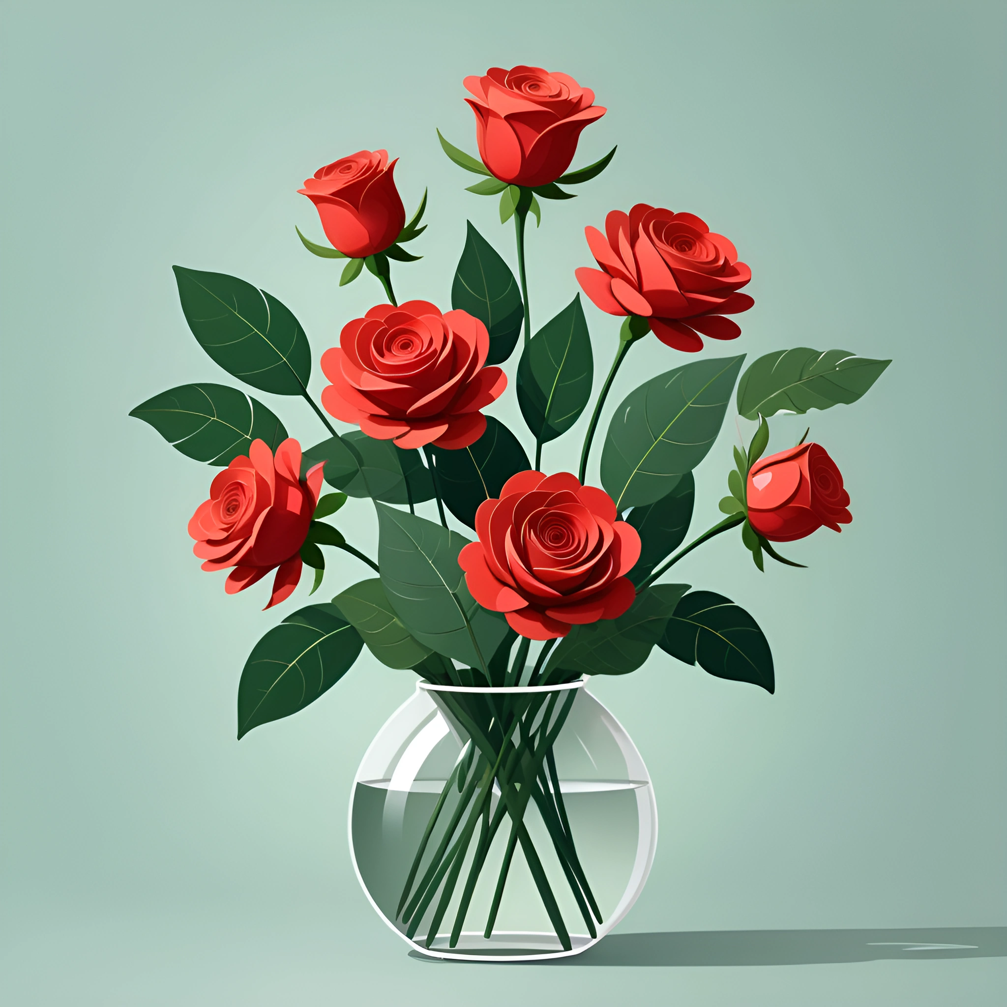 Red Roses Bouquet in Glass Vase - Free Download - AI Scribbles