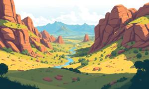 Animated Valley Landscape with Plateaus and Mountains - Free Download ...