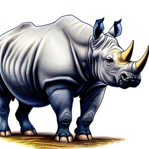 Stylized Rhino Illustration - Free Download - AI Scribbles