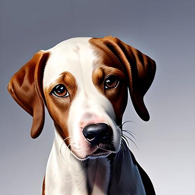 A lifelike digital painting of a beagle puppy with expressive eyes and a detailed coat, set against a soft gradient background. This stunning artwork captures the innocence and playfulness of man's best friend.
