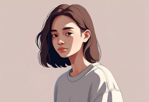 A beautifully crafted digital artwork of a young woman with soft shading and minimalist background, showcasing modern digital illustration techniques.