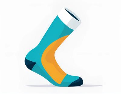 Bright and vibrant digital illustration of a single blue and orange sock. Modern vector art style with clean lines and bold colors.