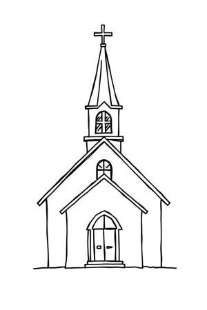 Simple Black Line Drawing of Church Building - Free Download - AI Scribbles