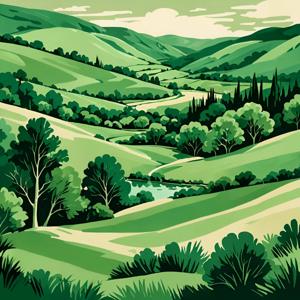 Serene Green Landscape with Curved Hills and River - Free Download - AI ...