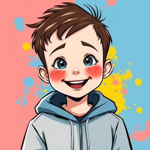 Cute Cartoon Boy with Colorful Background - Free Download - AI Scribbles
