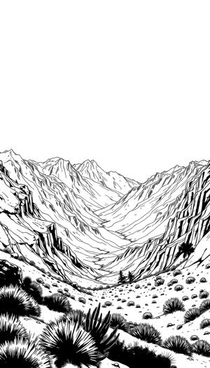 Black And White Canyon Landscape - Free Download - AI Scribbles