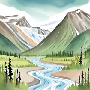Mountain Landscape with River - Free Download - AI Scribbles