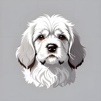A detailed digital painting showcasing a cute white puppy with expressive brown eyes, capturing the essence of digital art and animal portraiture.