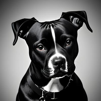 A highly detailed digital illustration of a black and white dog with a glossy coat and soulful eyes. This realistic digital art showcases the beauty and personality of man’s best friend.